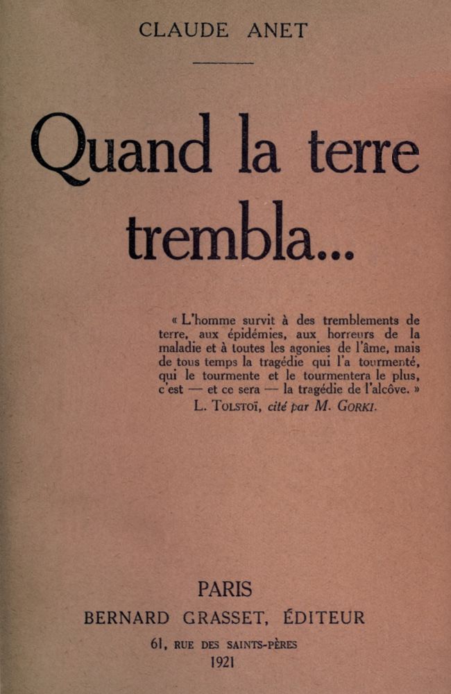 Couverture de Quand la terre trembla par Claude Anet