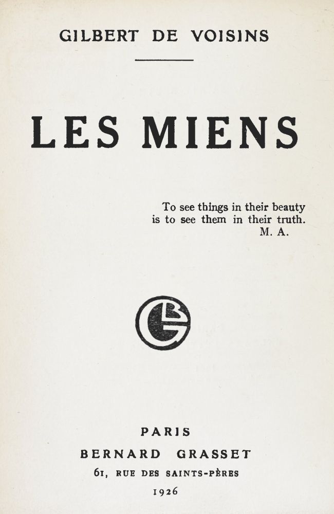 Copertina di Les miens, di Auguste Gilbert de Voisins