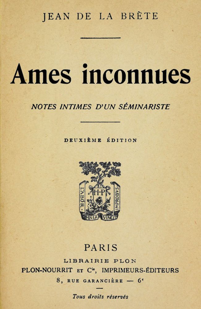 Operculum “Ames inconnues”, auctore Jean de La Brète