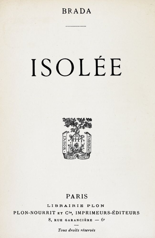 Copertina di Isolée, di Brada