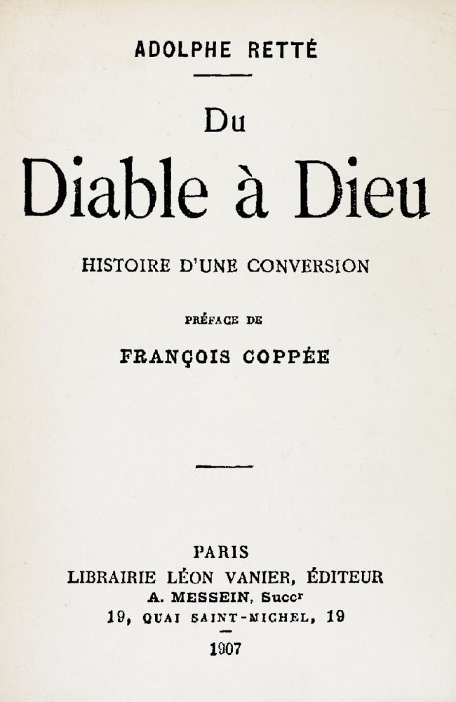 Portada de Du Diable à Dieu, de Adolphe Retté
