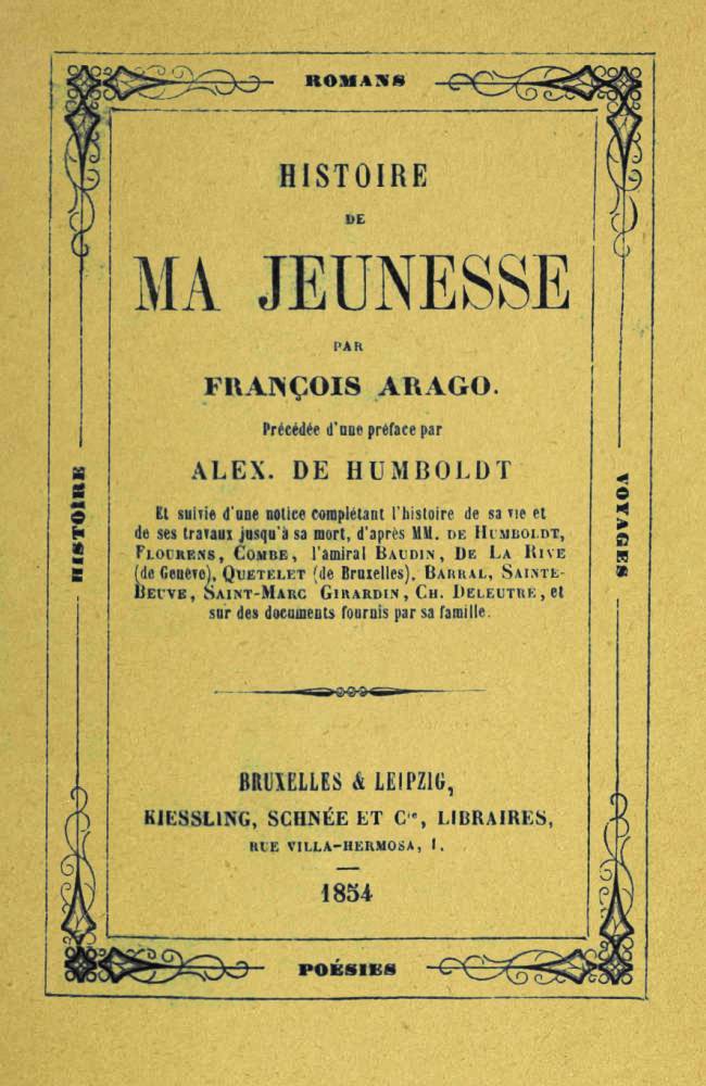 Copertina di Histoire de ma jeunesse, di F. Arago
