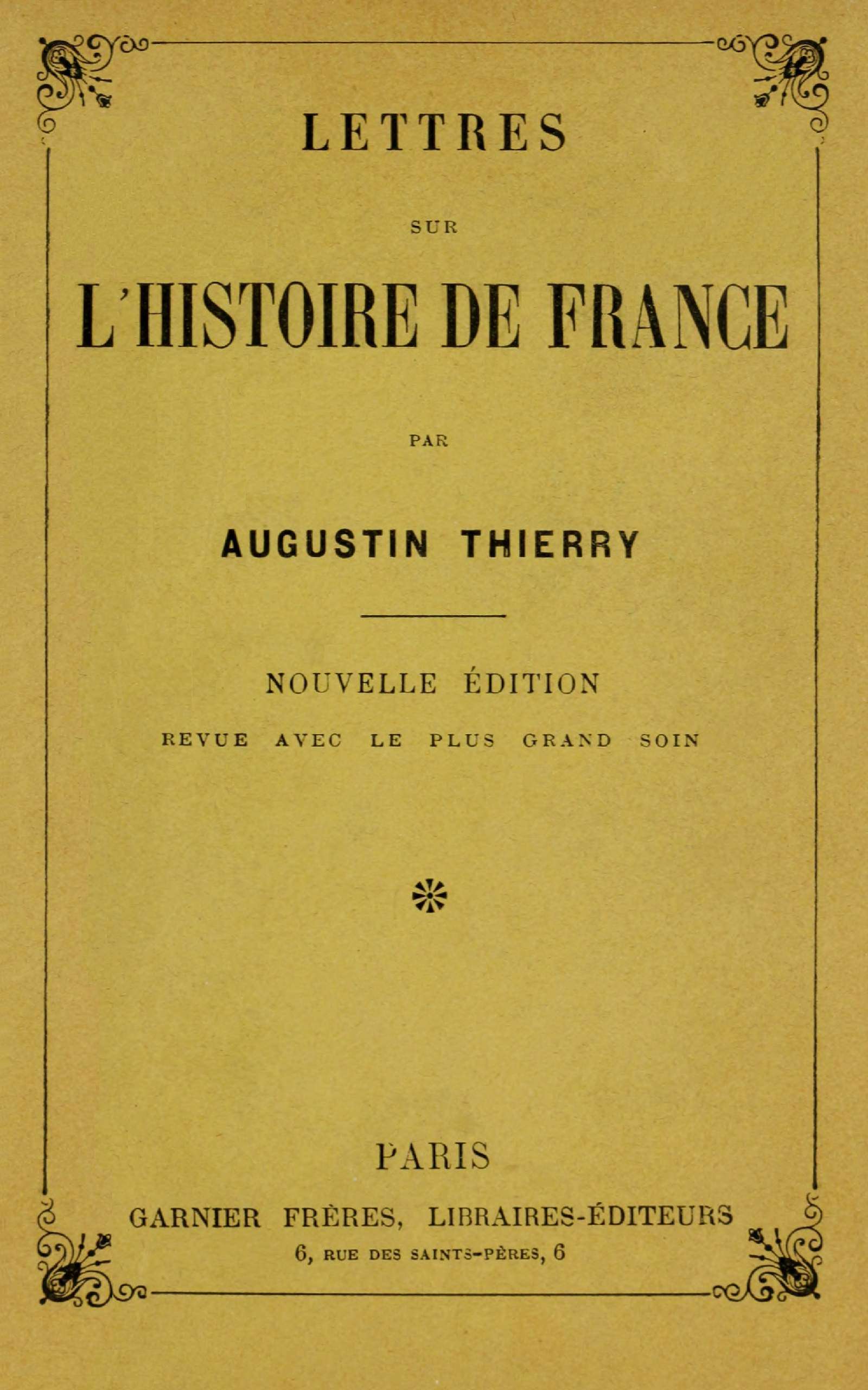 Portada de Lettres sur l'histoire de France, de Augustin Thierry