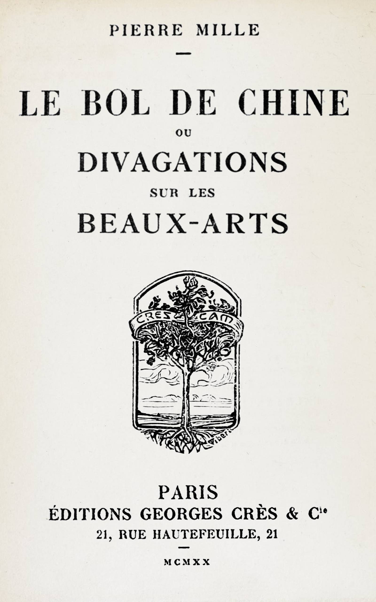 Copertina di Le bol de Chine; ou, divagations sur les beaux-arts, di Pierre Mille