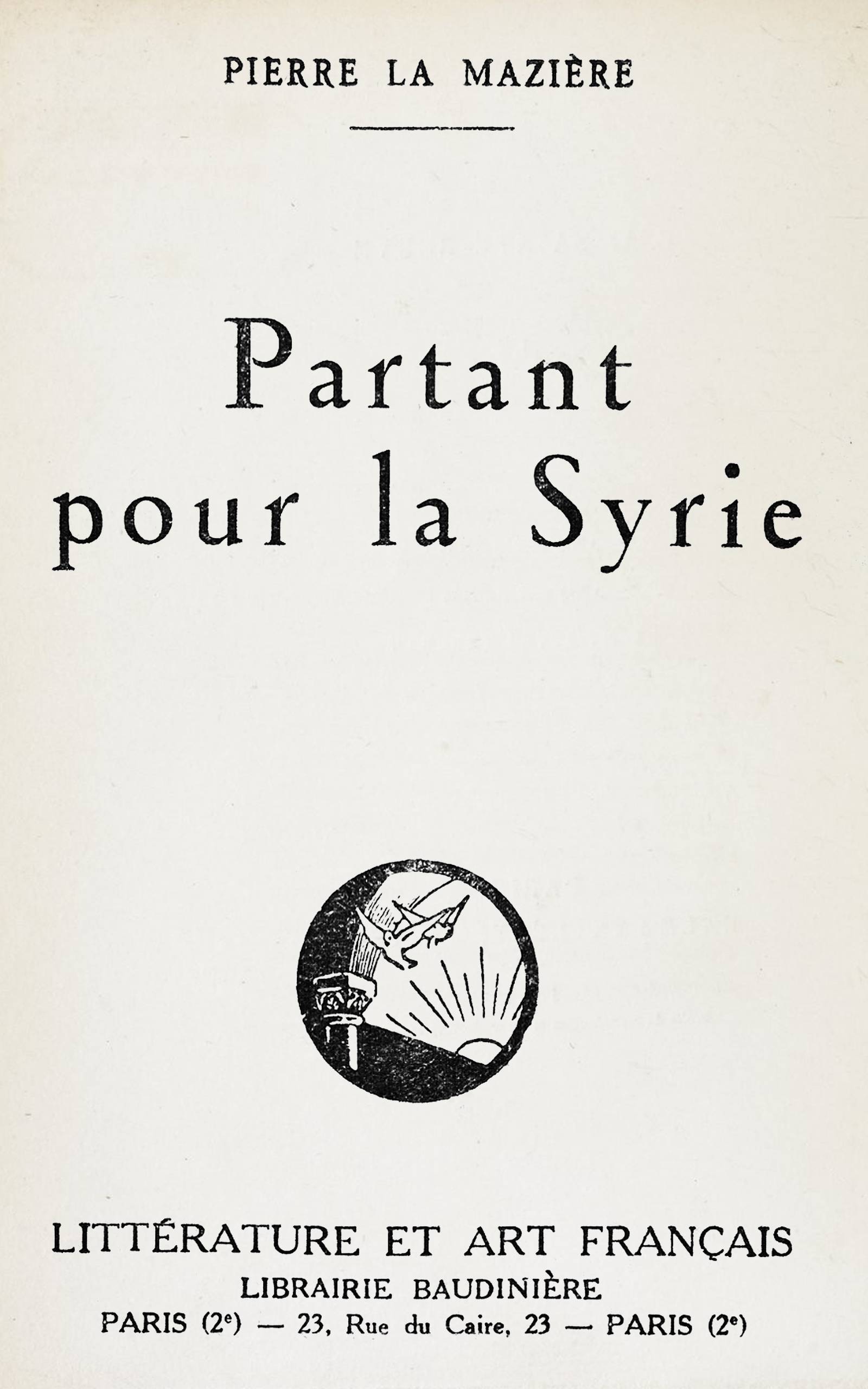 Copertina di Partant pour la Syrie, di Pierre La Mazière