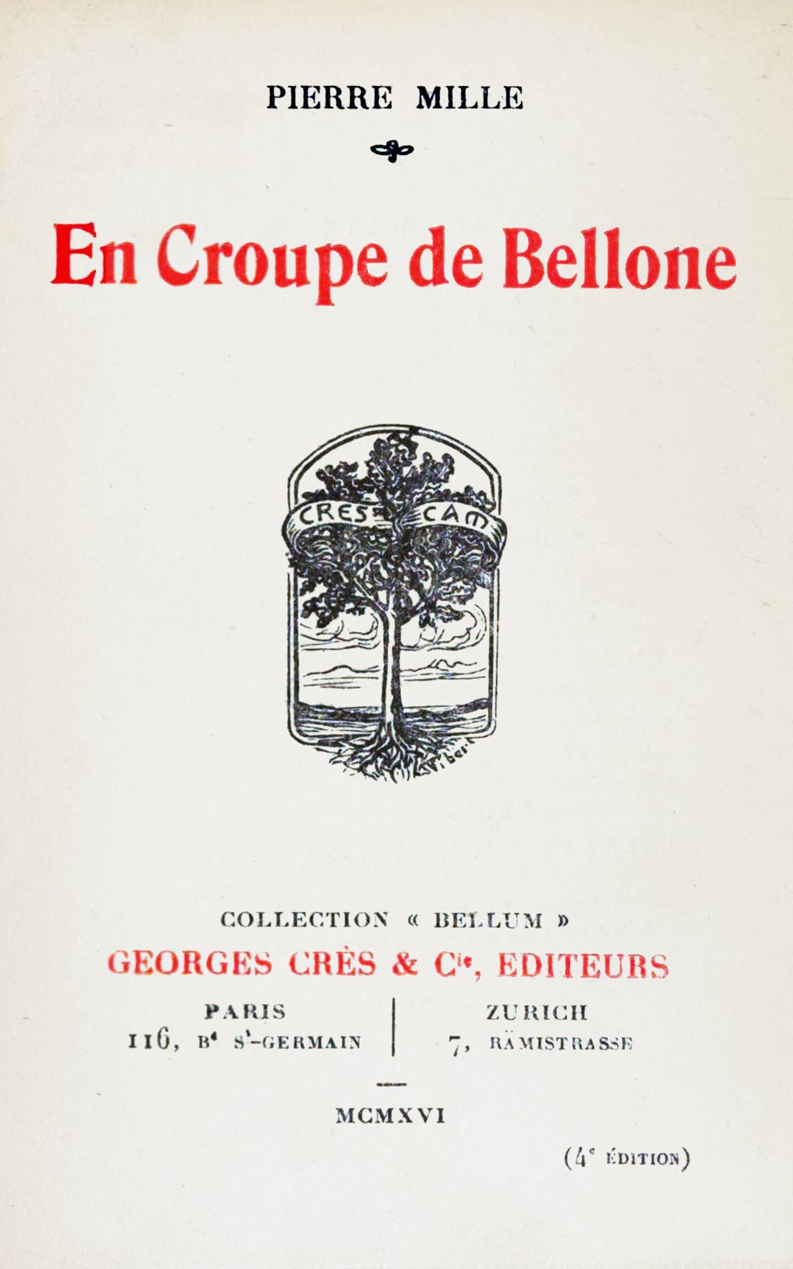 Operculum “En croupe de Bellone”, auctore Pierre Mille