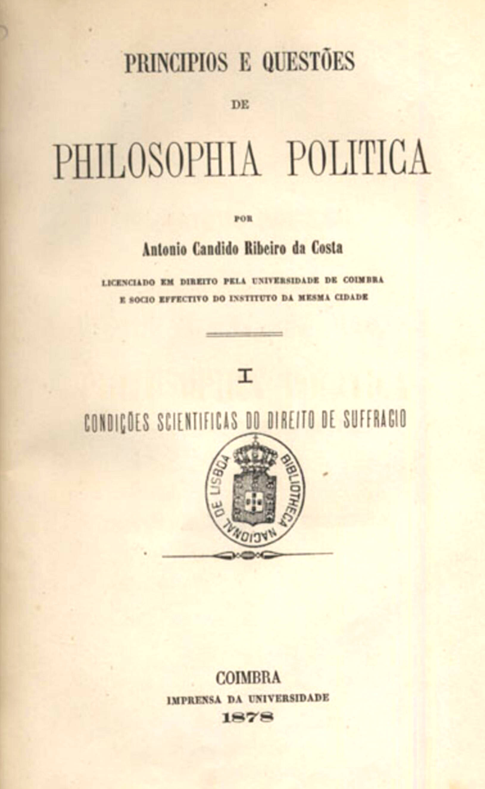 Couverture de Principios e questões de philosophia politica (Vol. 1 of 2) par António Cândido