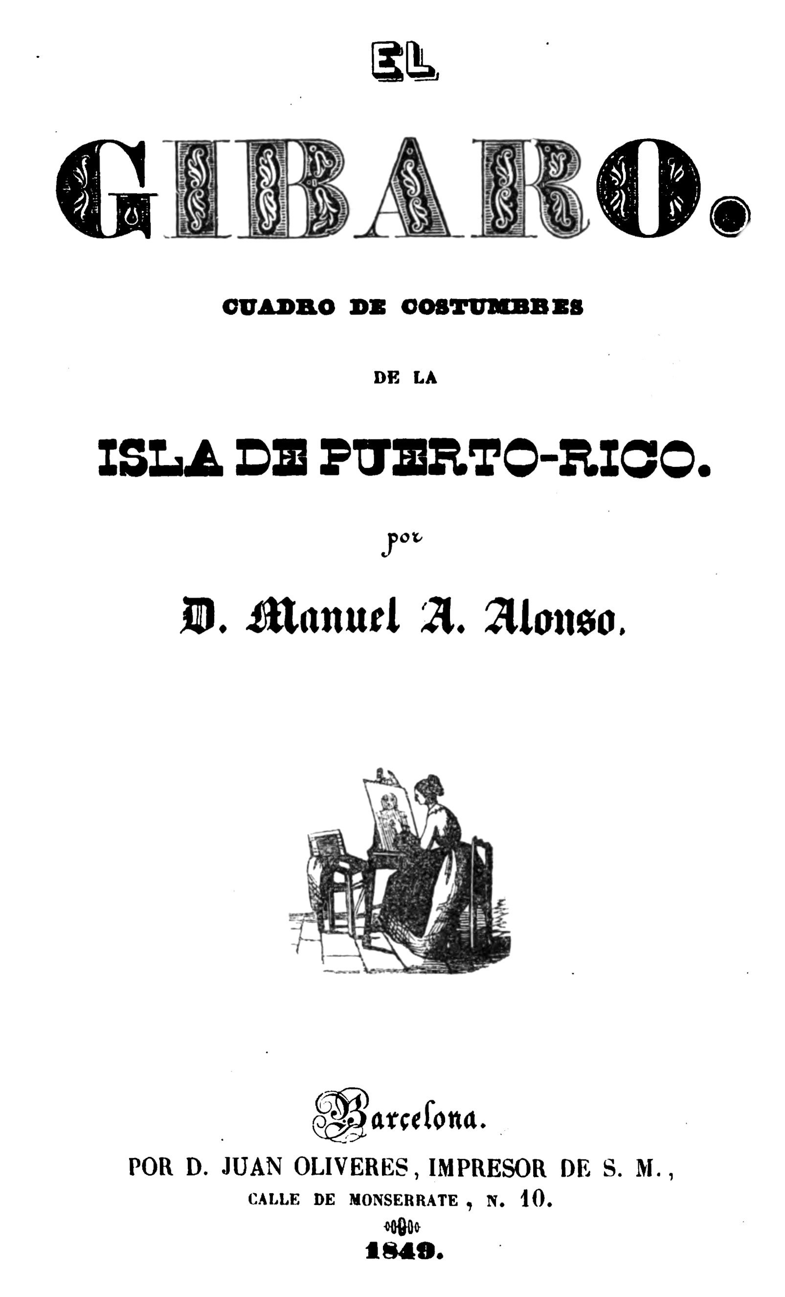 Portada de El Gíbaro, de Manuel A. Alonso