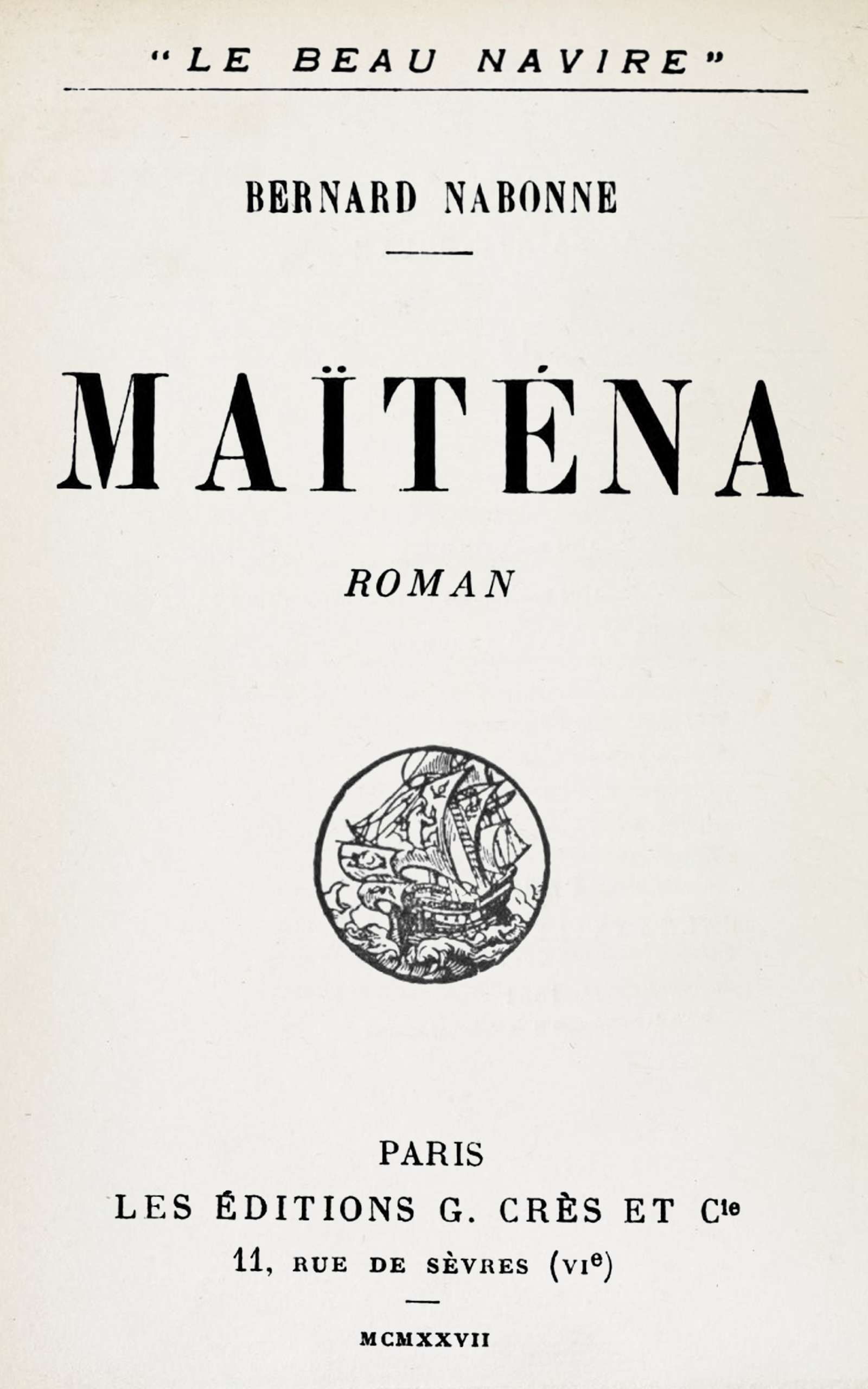 Copertina di Maïténa, di Bernard Nabonne