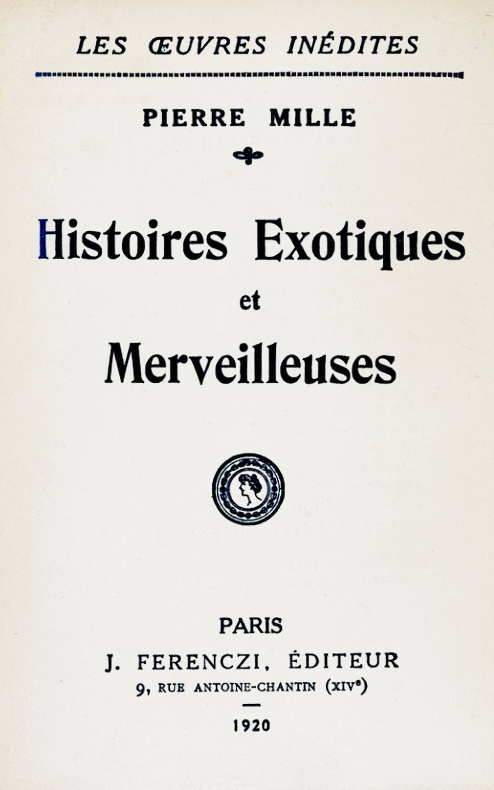 Copertina di Histoires exotiques et merveilleuses, di Pierre Mille