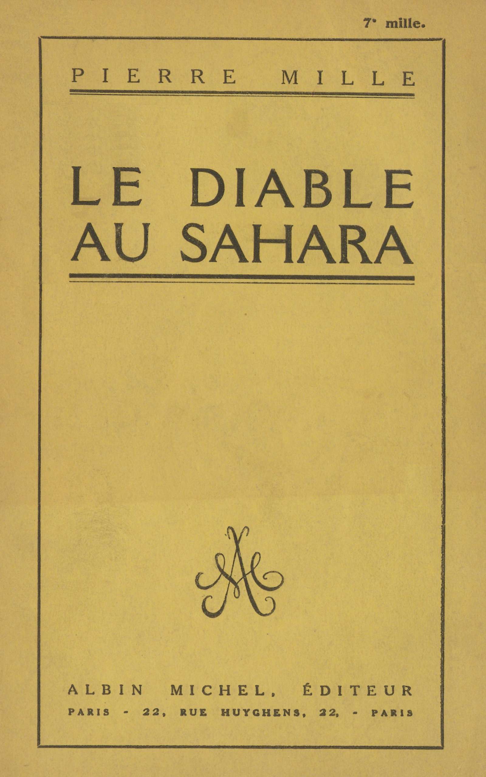 Couverture de Le Diable au Sahara par Pierre Mille