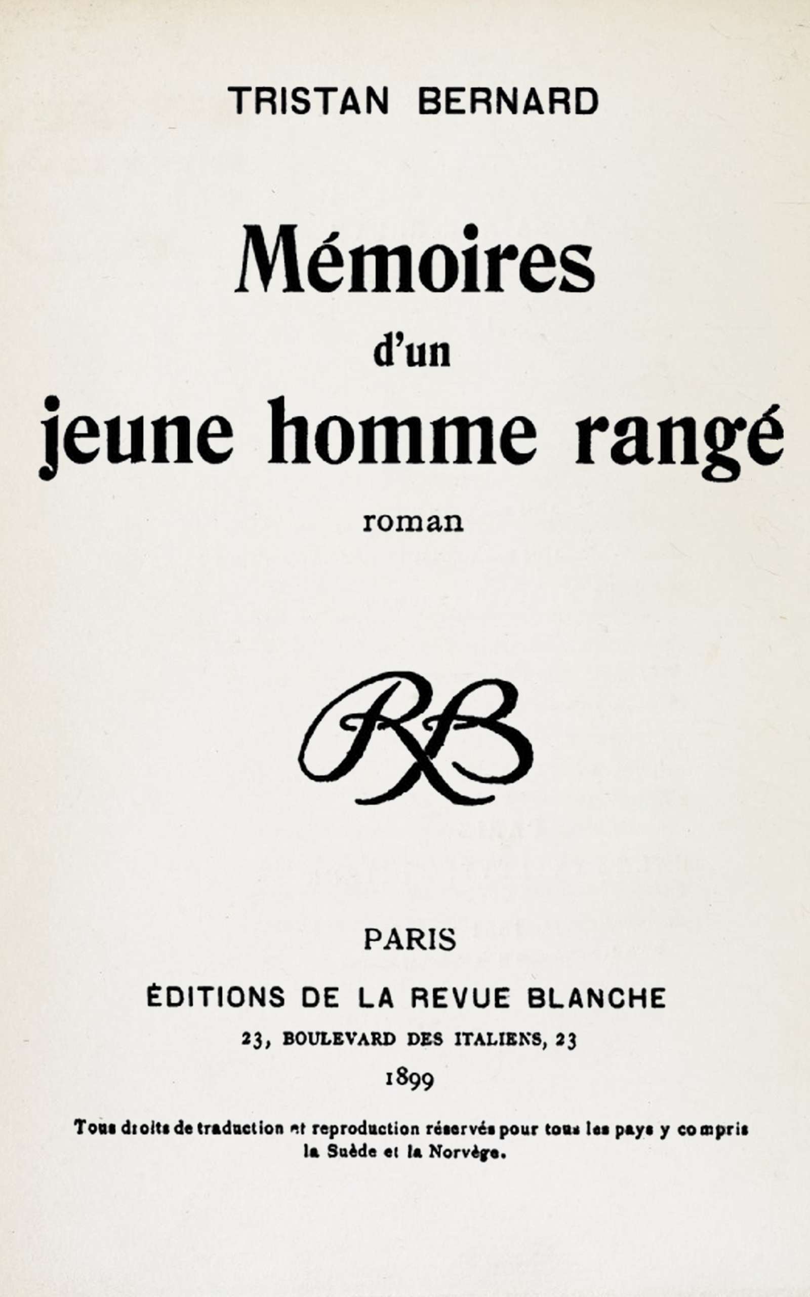 Copertina di Mémoires d'un jeune homme rangé, di Tristan Bernard