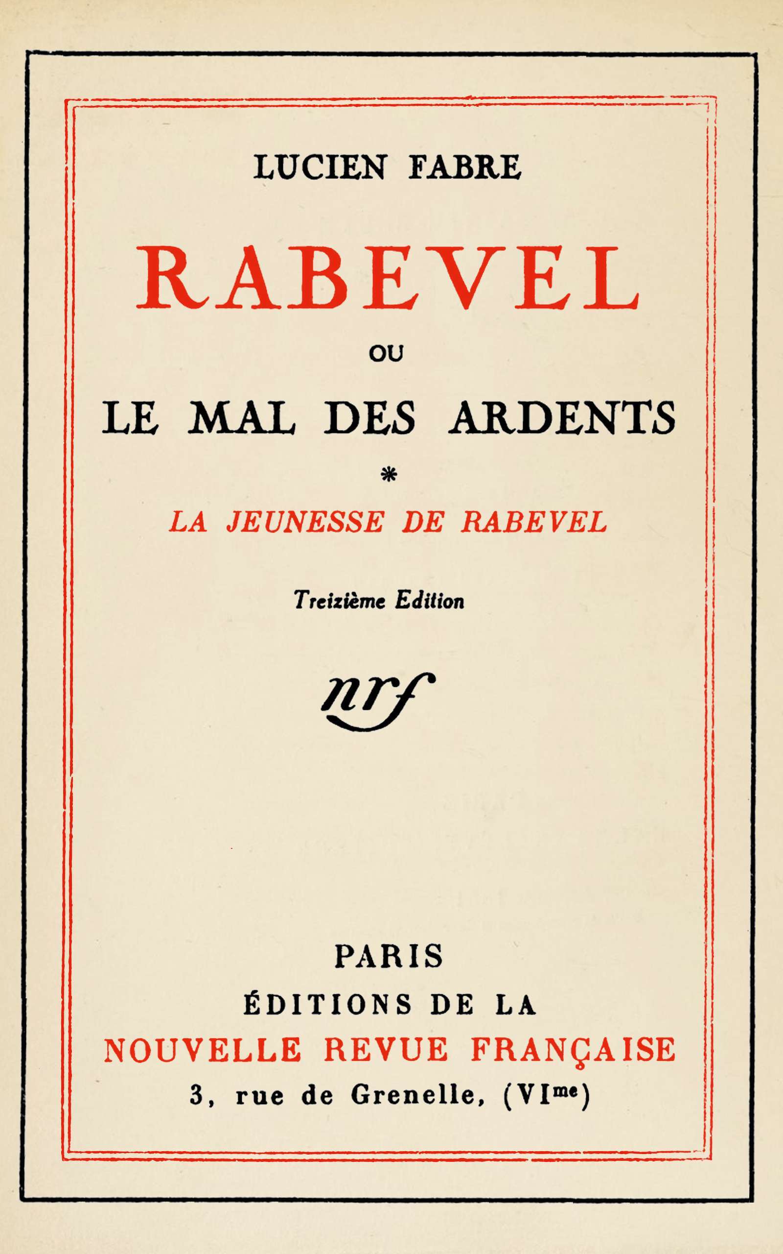 Copertina di Rabevel, ou le mal des ardents, Volume 1 (of 3), di Lucien Fabre