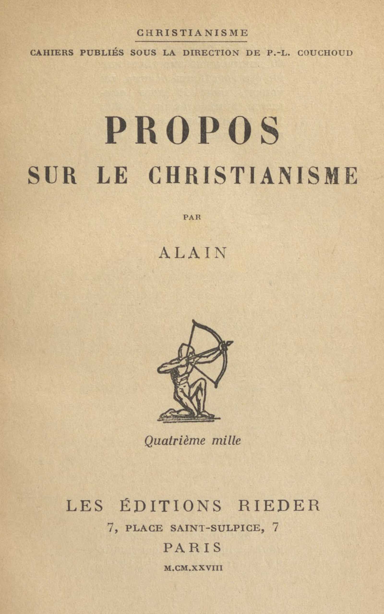 Copertina di Propos sur le christianisme, di Alain