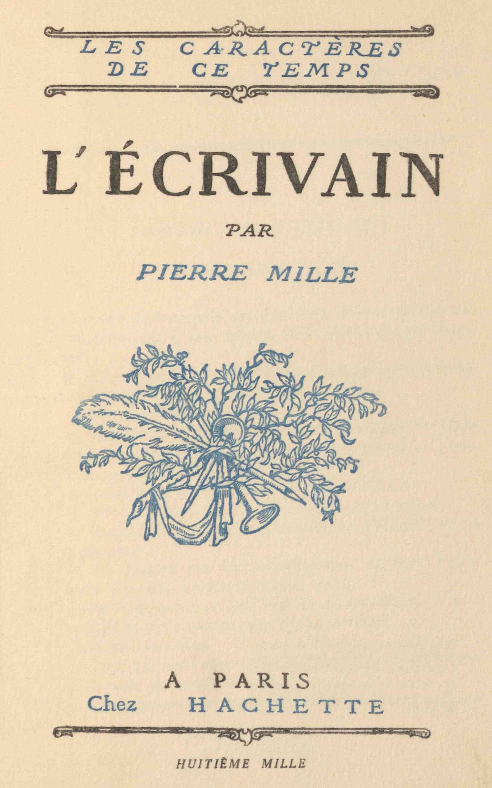 Copertina di L'Écrivain, di Pierre Mille