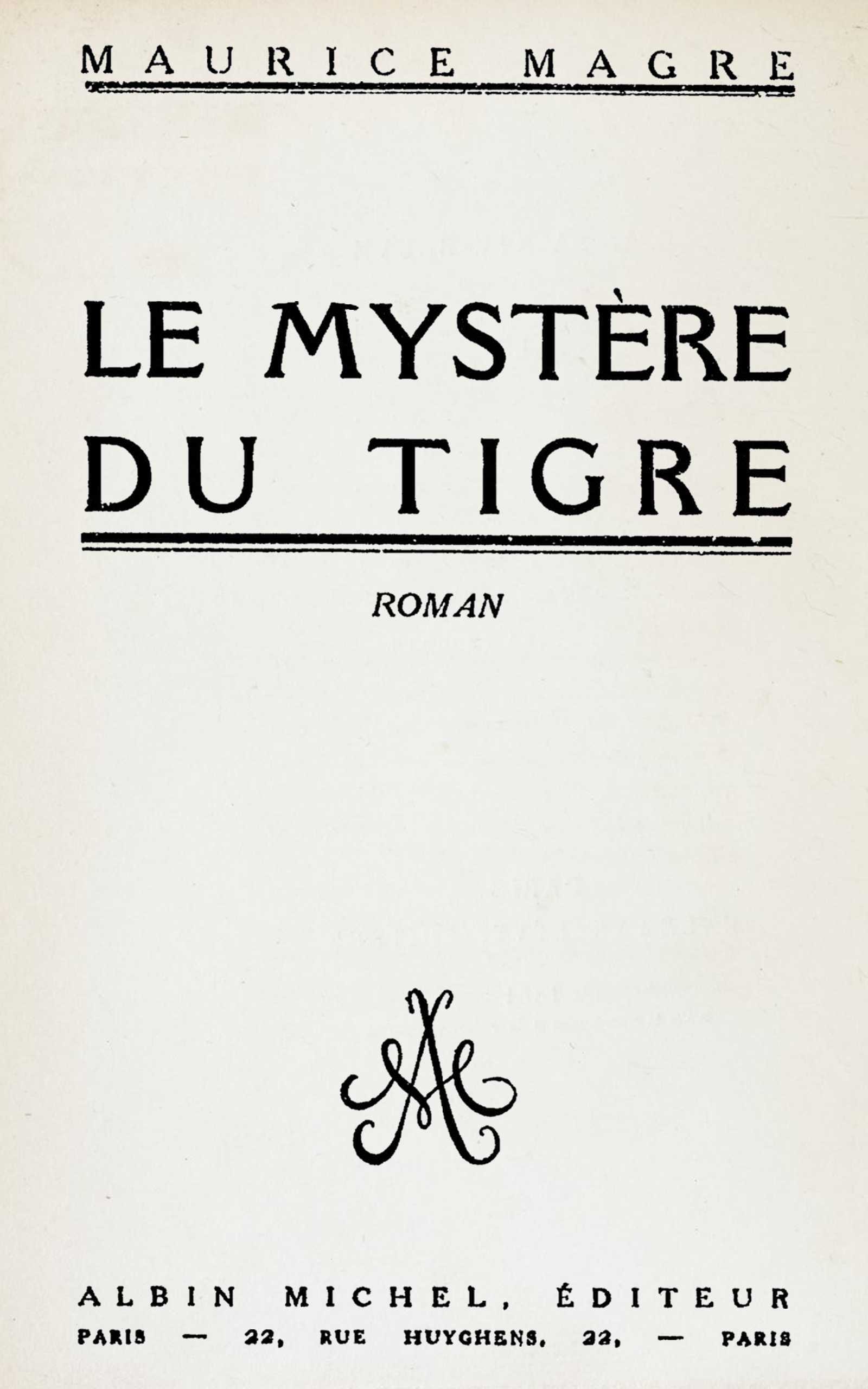 Copertina di Le mystère du tigre, di Maurice Magre