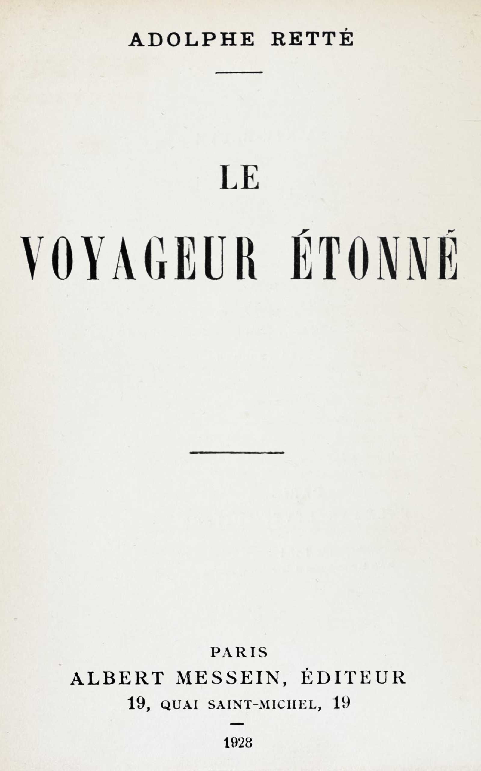 Portada de Le voyageur étonné, de Adolphe Retté