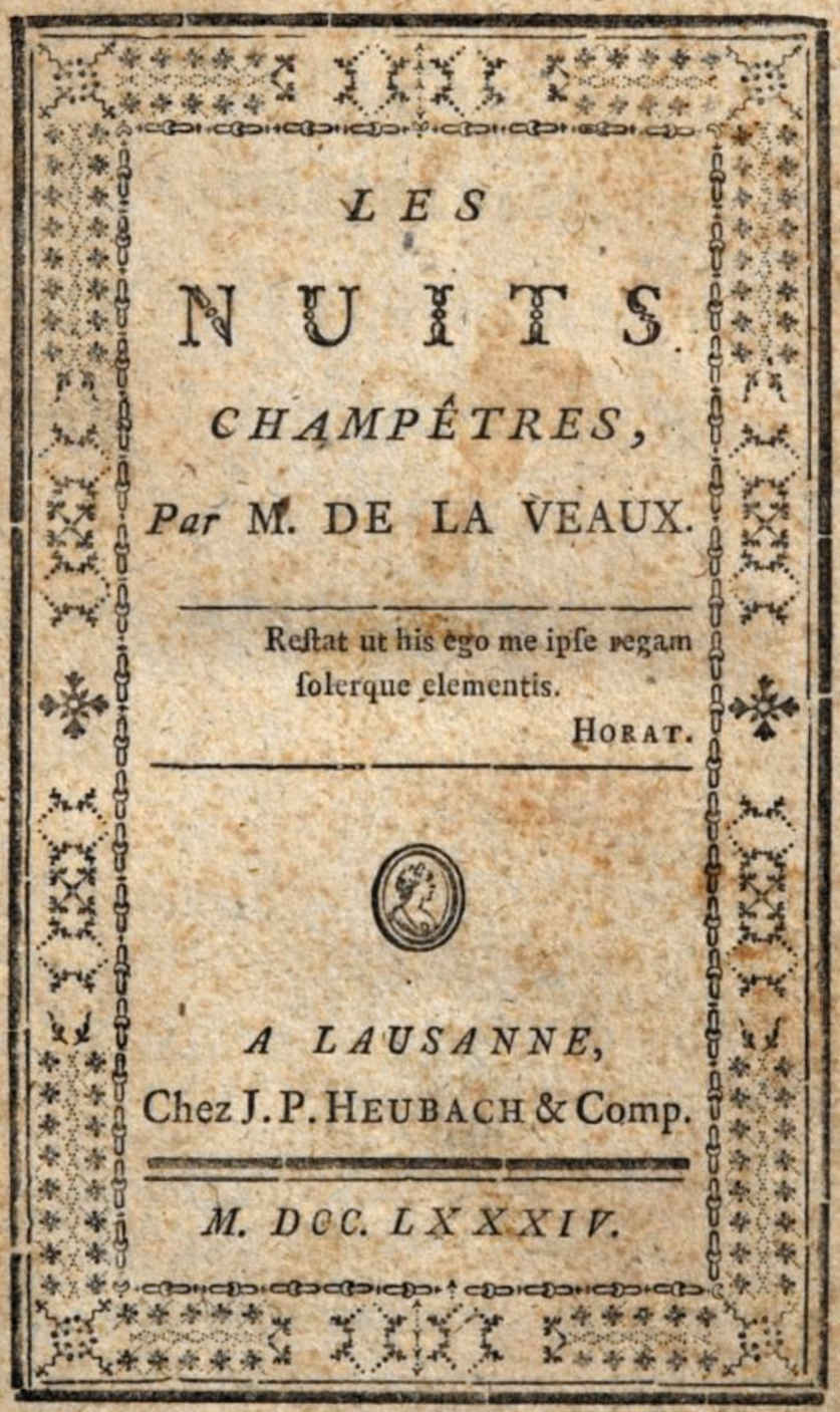 Portada de Les nuits champêtres, de J.-Charles Laveaux