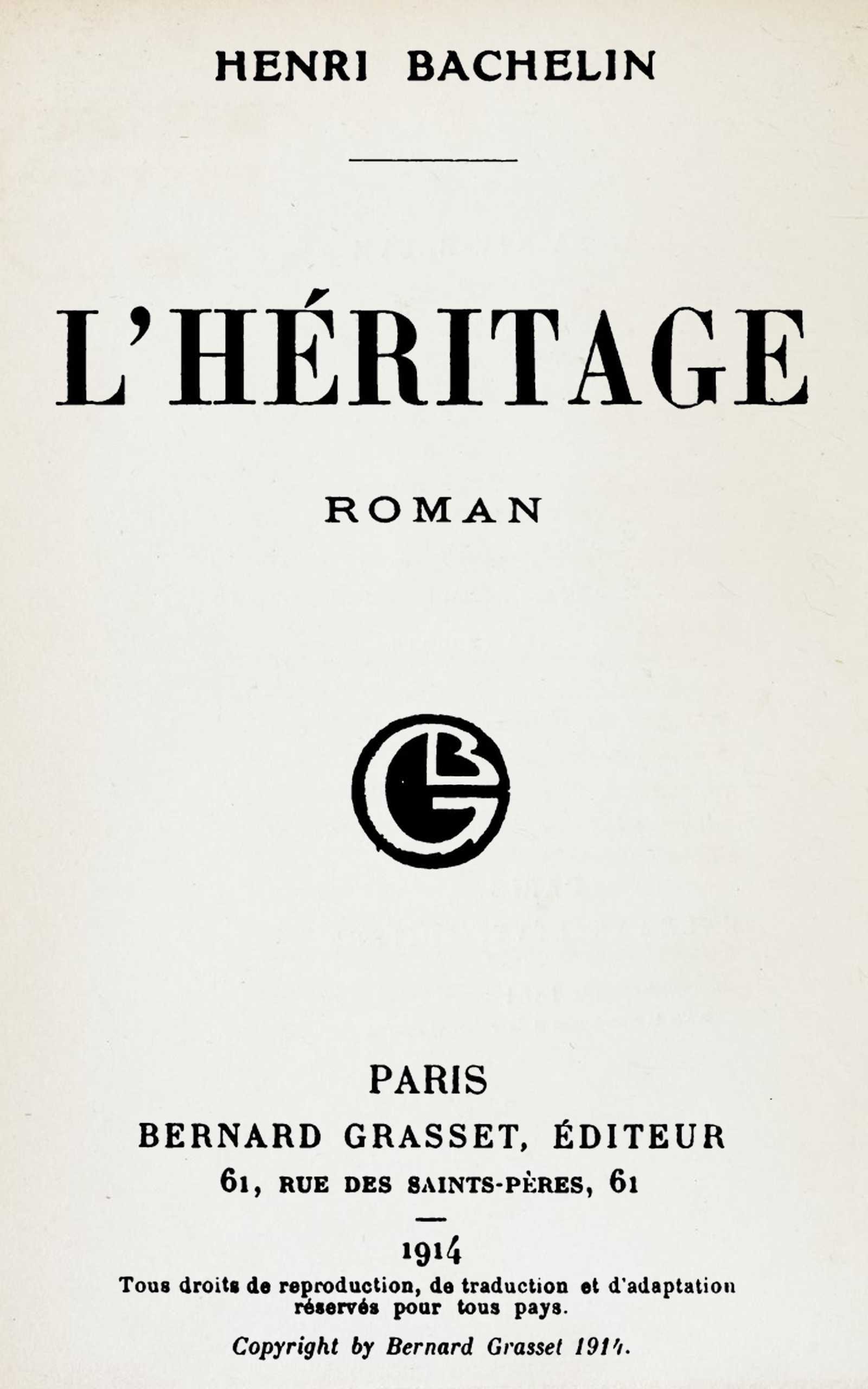 Operculum “L'héritage”, auctore Henri Bachelin