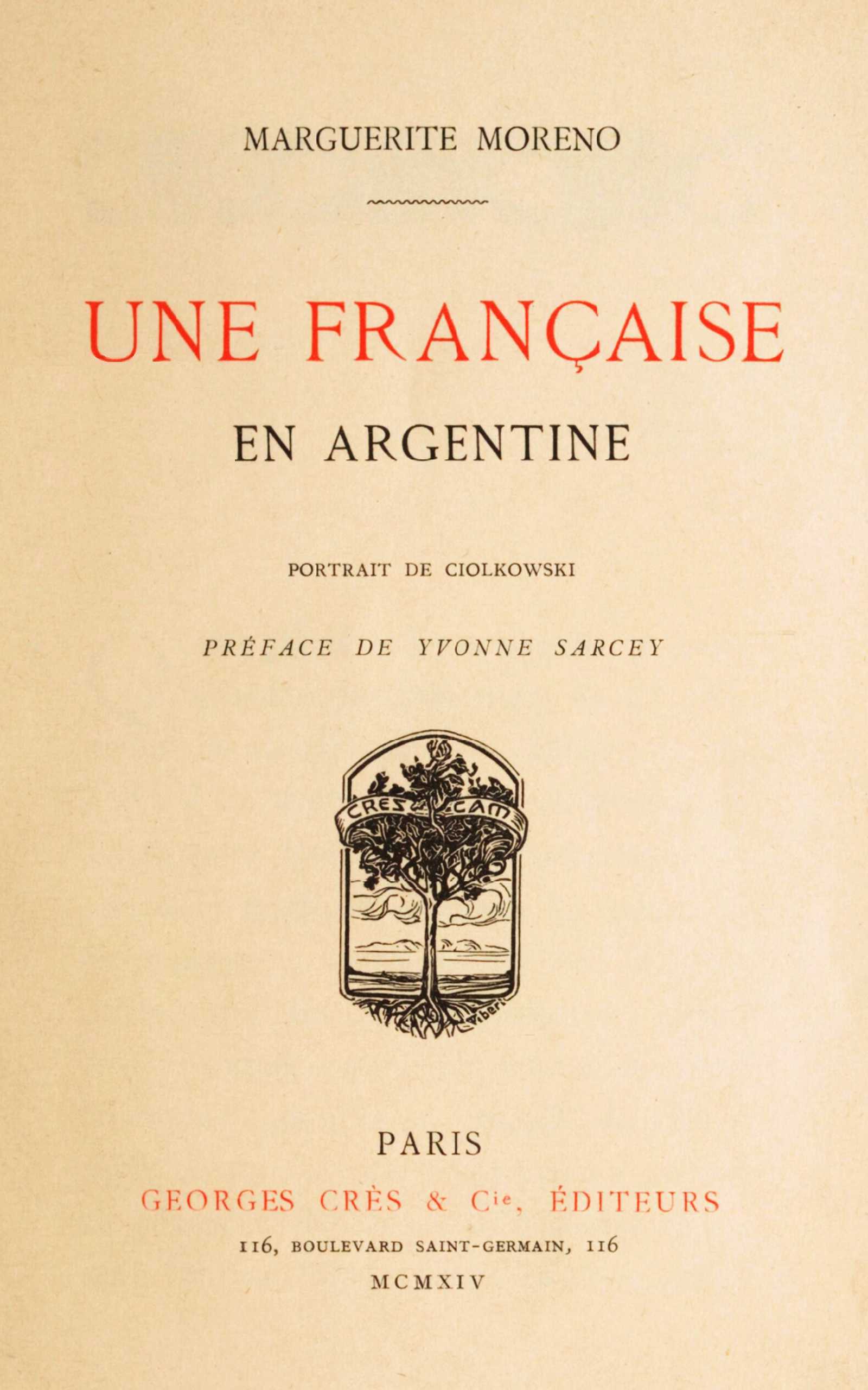Copertina di Une Française en Argentine, di Marguerite Moreno