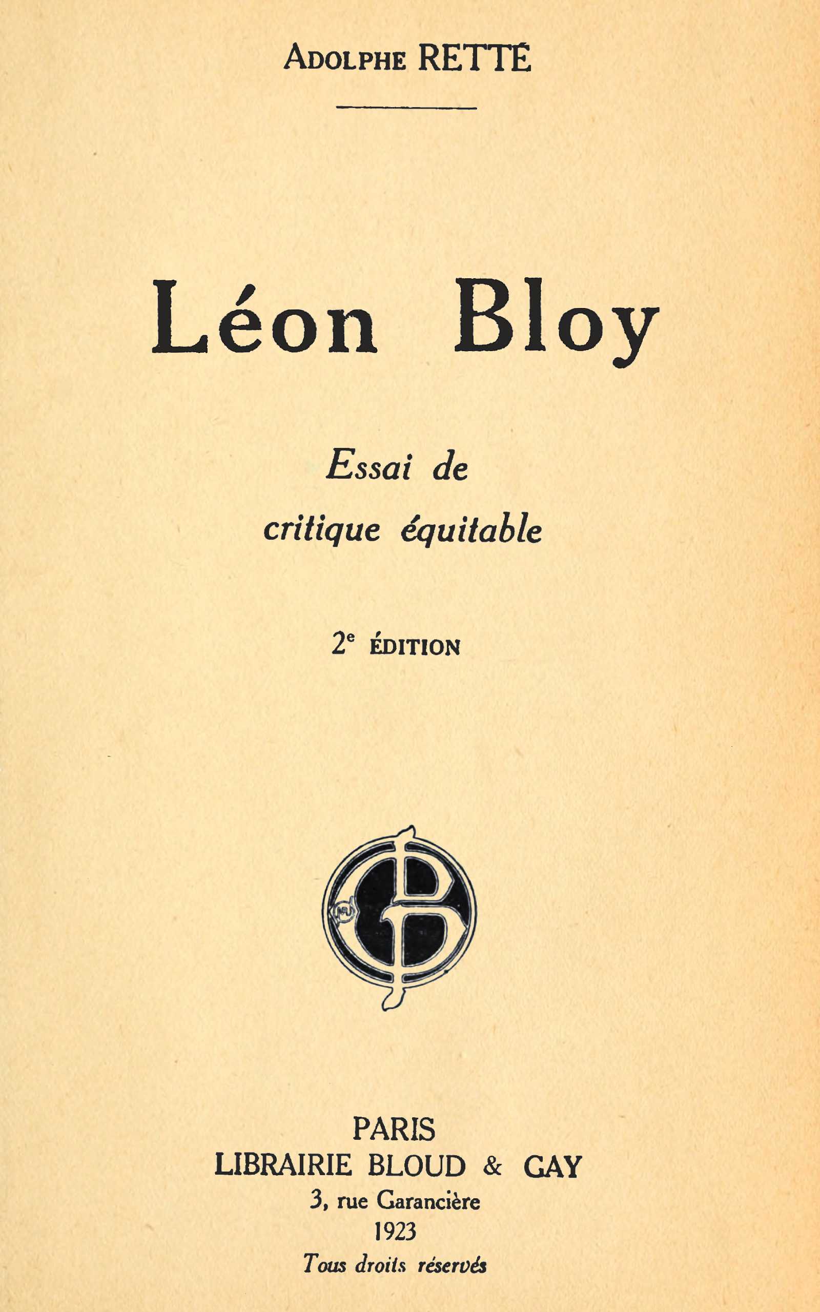 Copertina di Léon Bloy : Essai de critique équitable, di Adolphe Retté