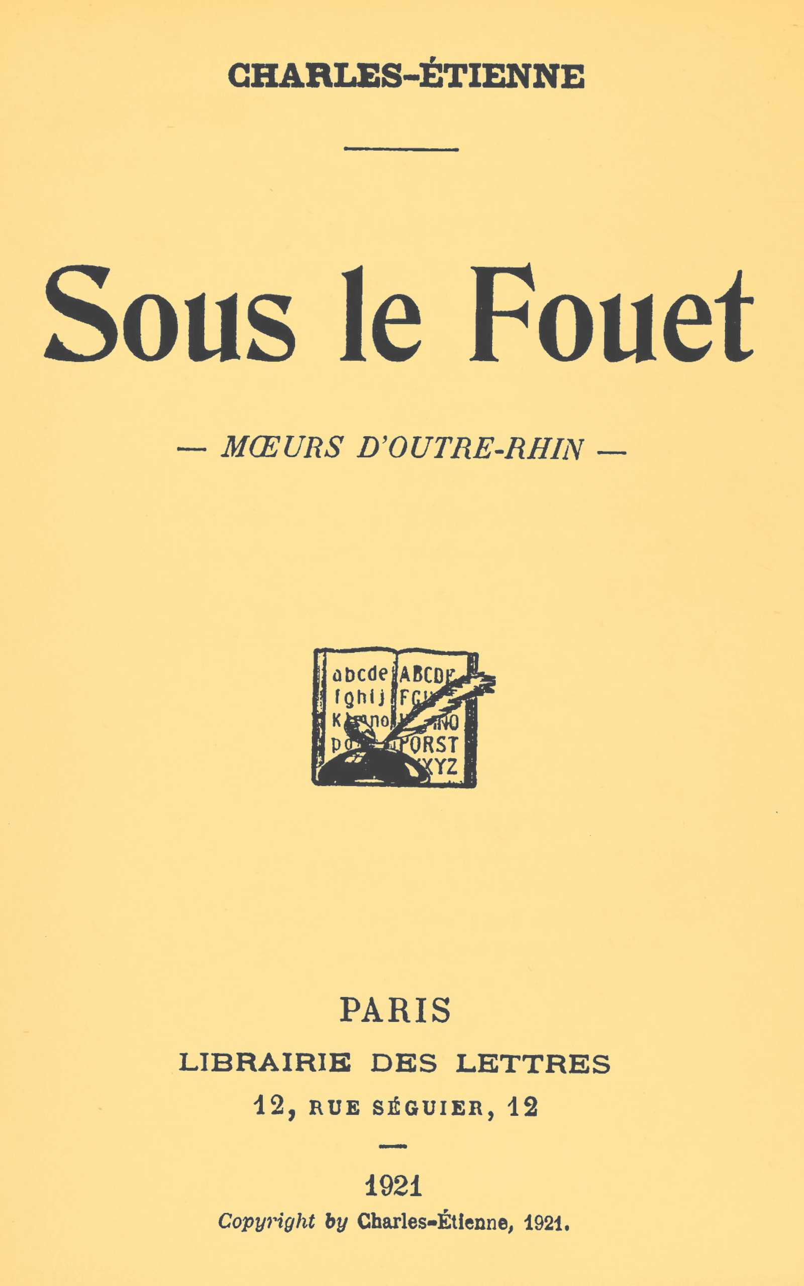 Copertina di Sous le fouet, di Charles-Étienne