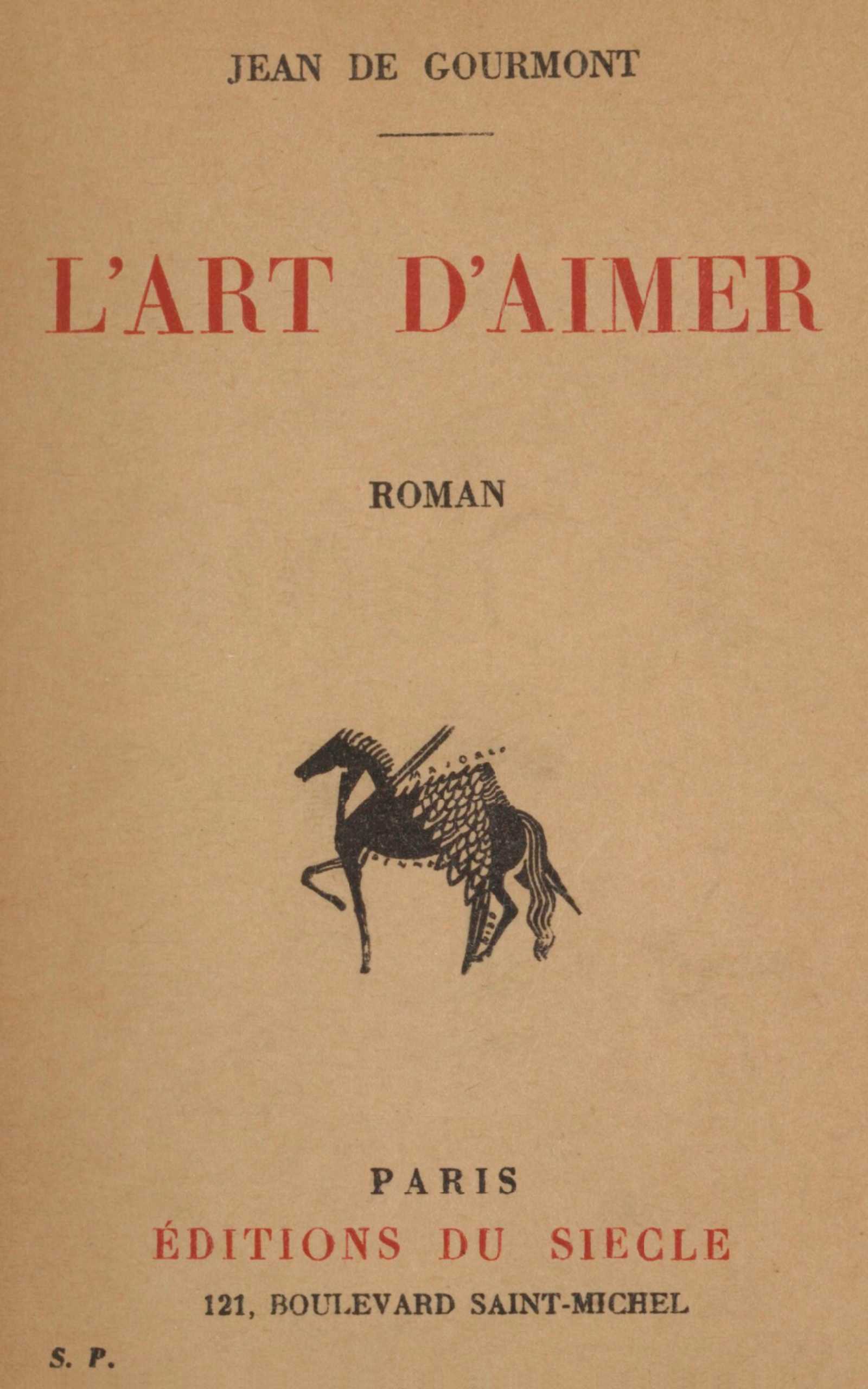 Operculum “L'art d'aimer”, auctore Jean de Gourmont