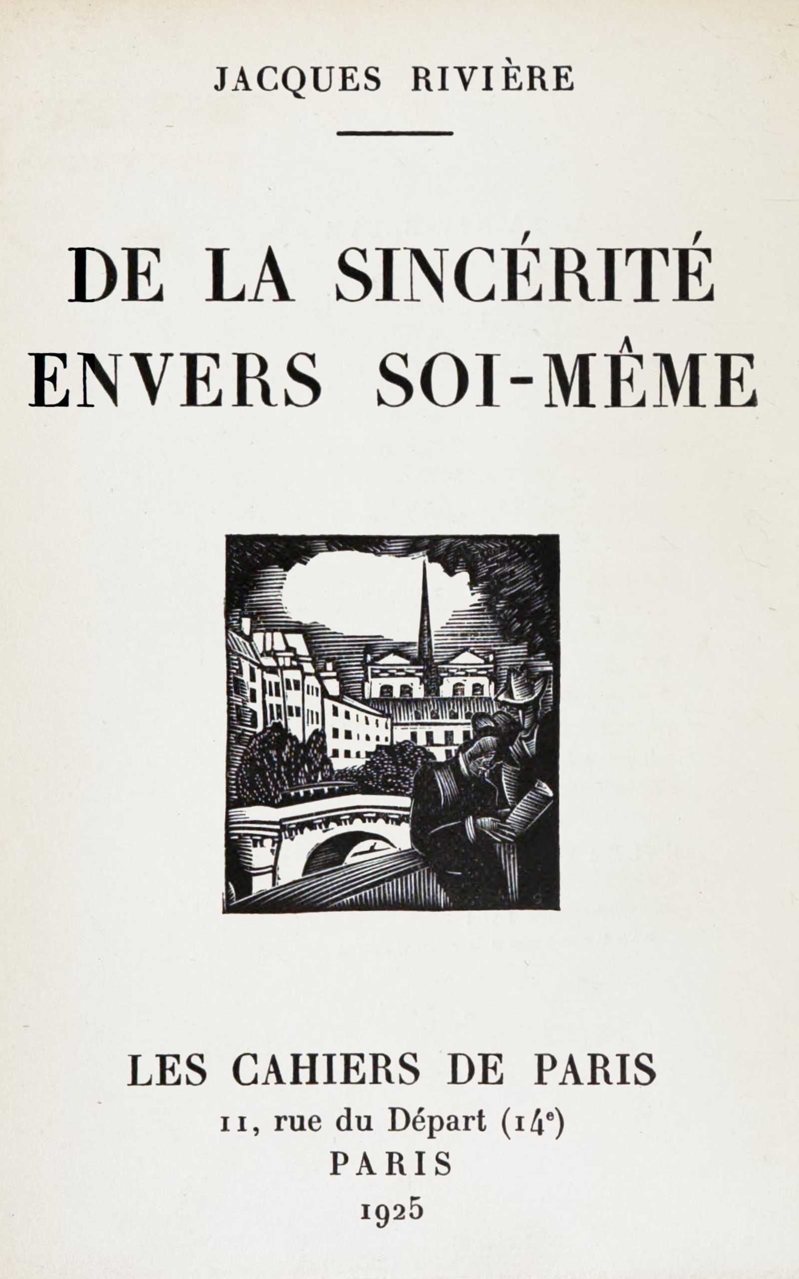 Copertina di De la sincérité envers soi-même, di Jacques Rivière