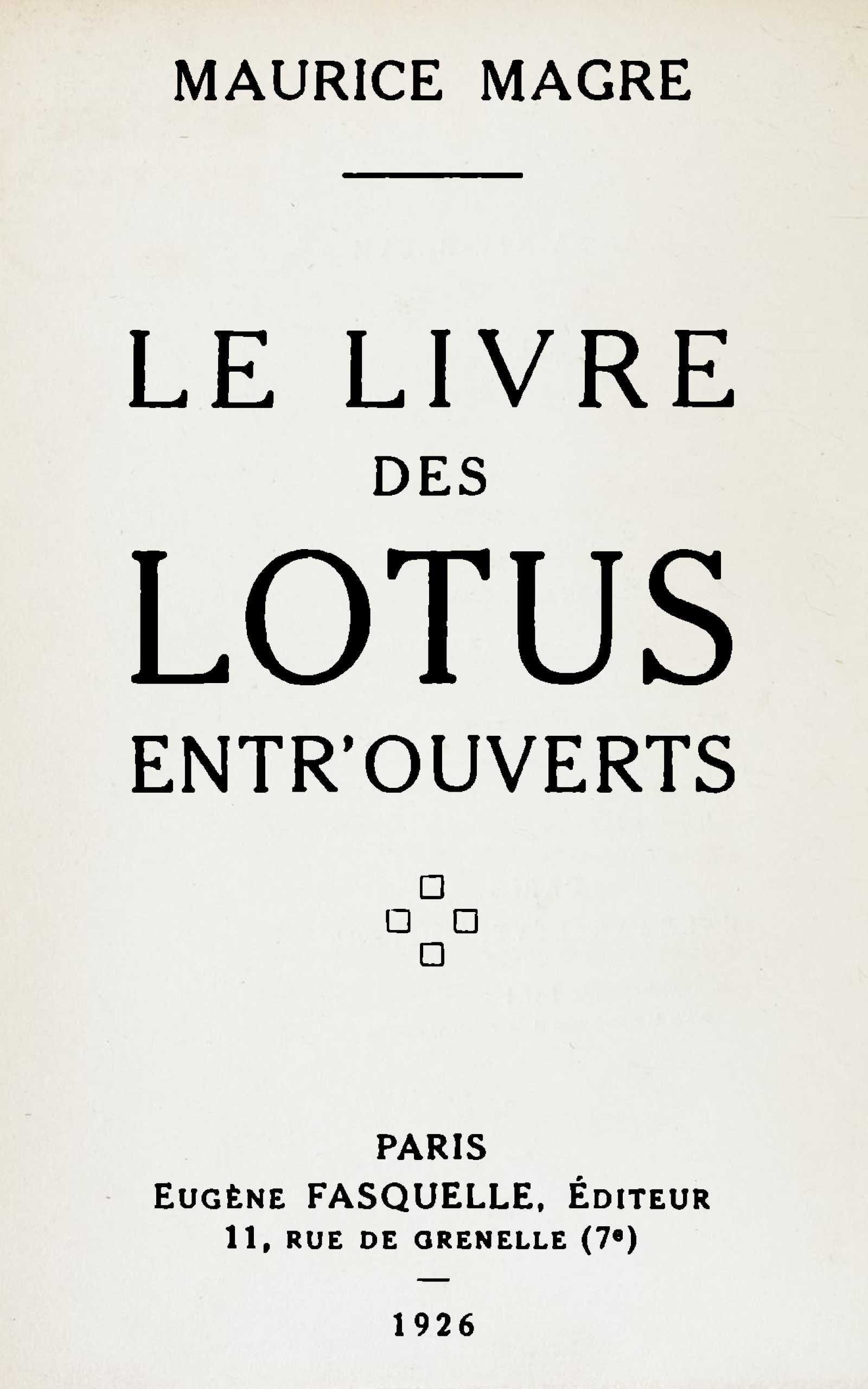 Copertina di Le livre des lotus entr'ouverts, di Maurice Magre