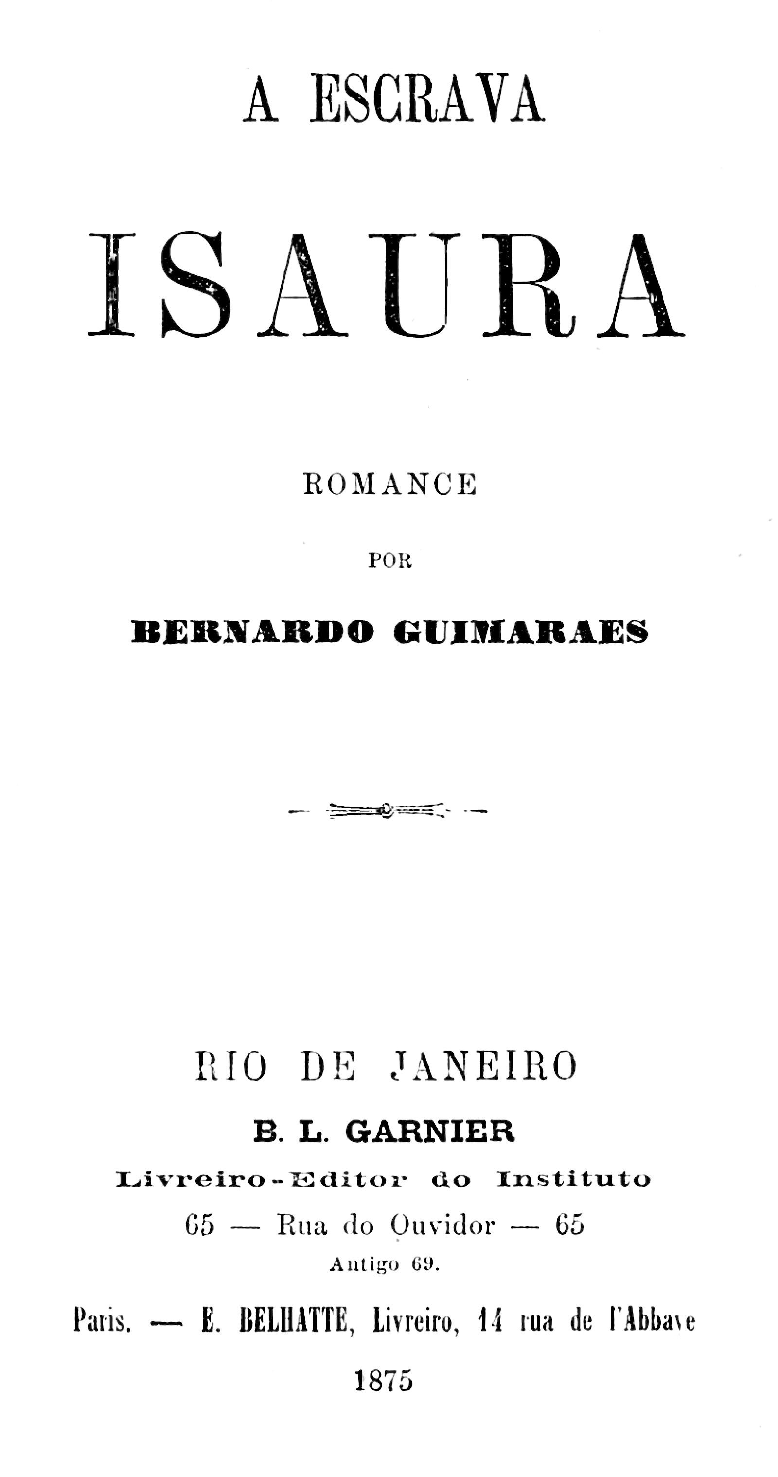 Portada de A escrava Isaura, de Bernardo Guimarães