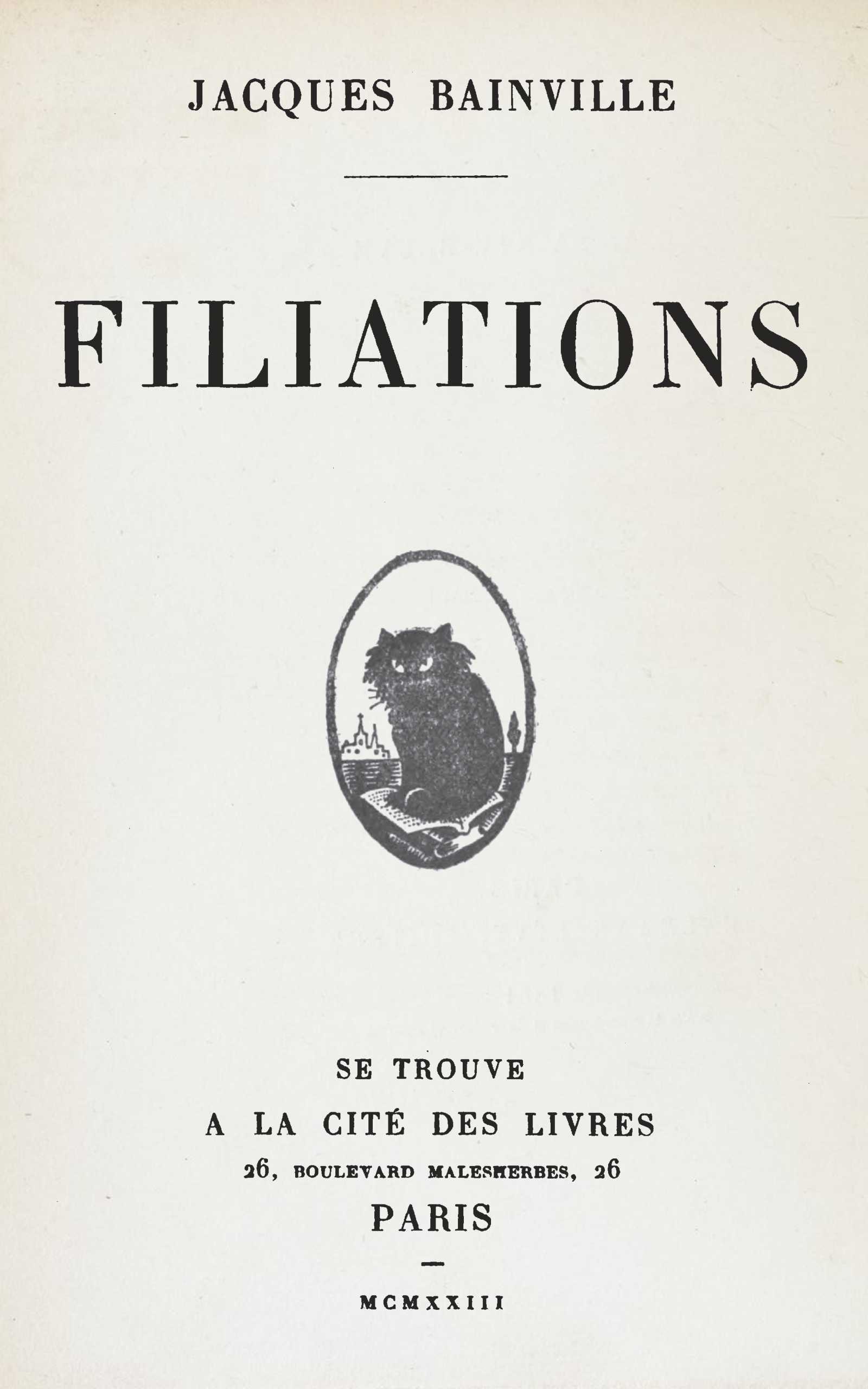 Copertina di Filiations, di Jacques Bainville