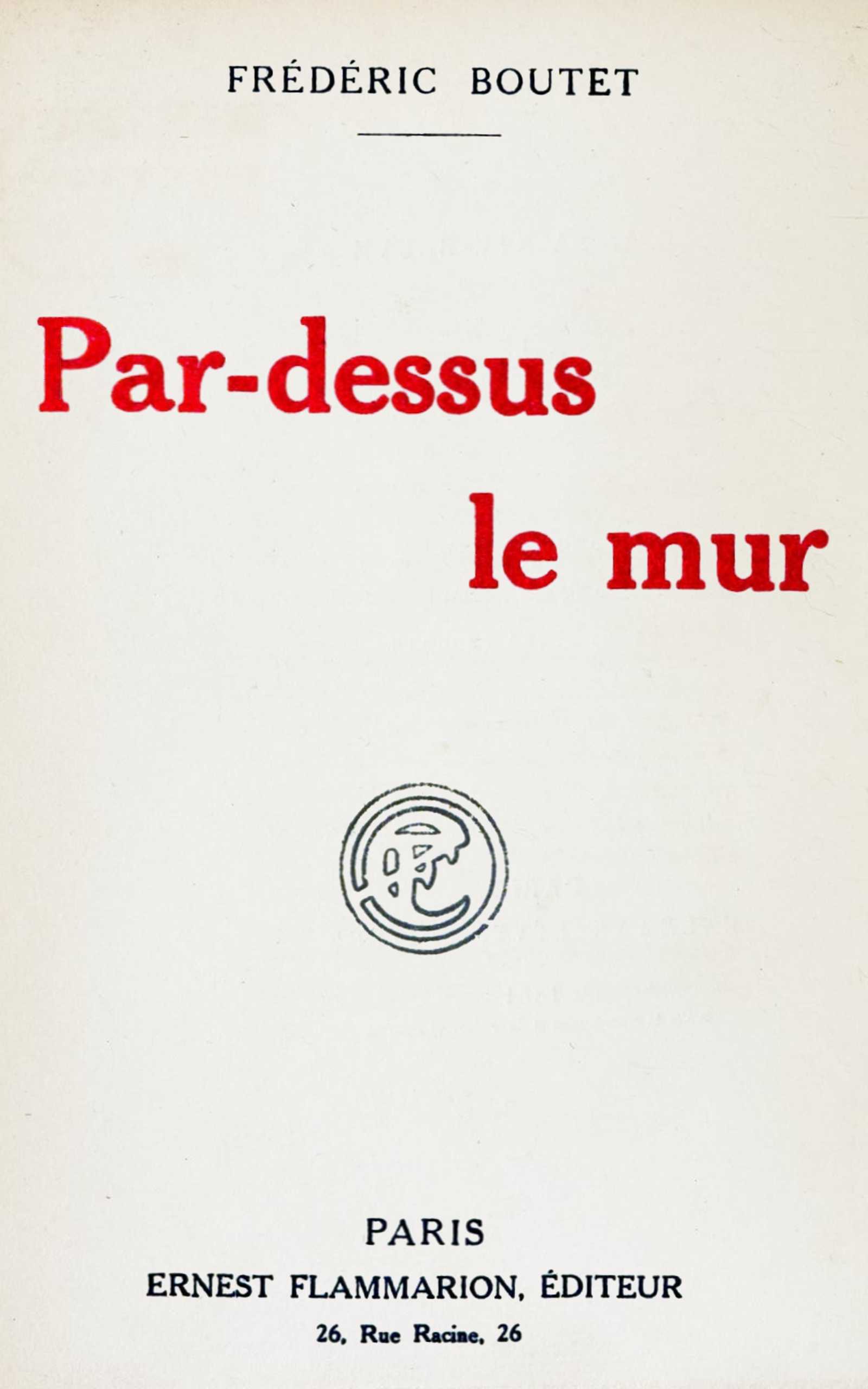 Portada de Par-dessus le mur, de Frédéric Boutet