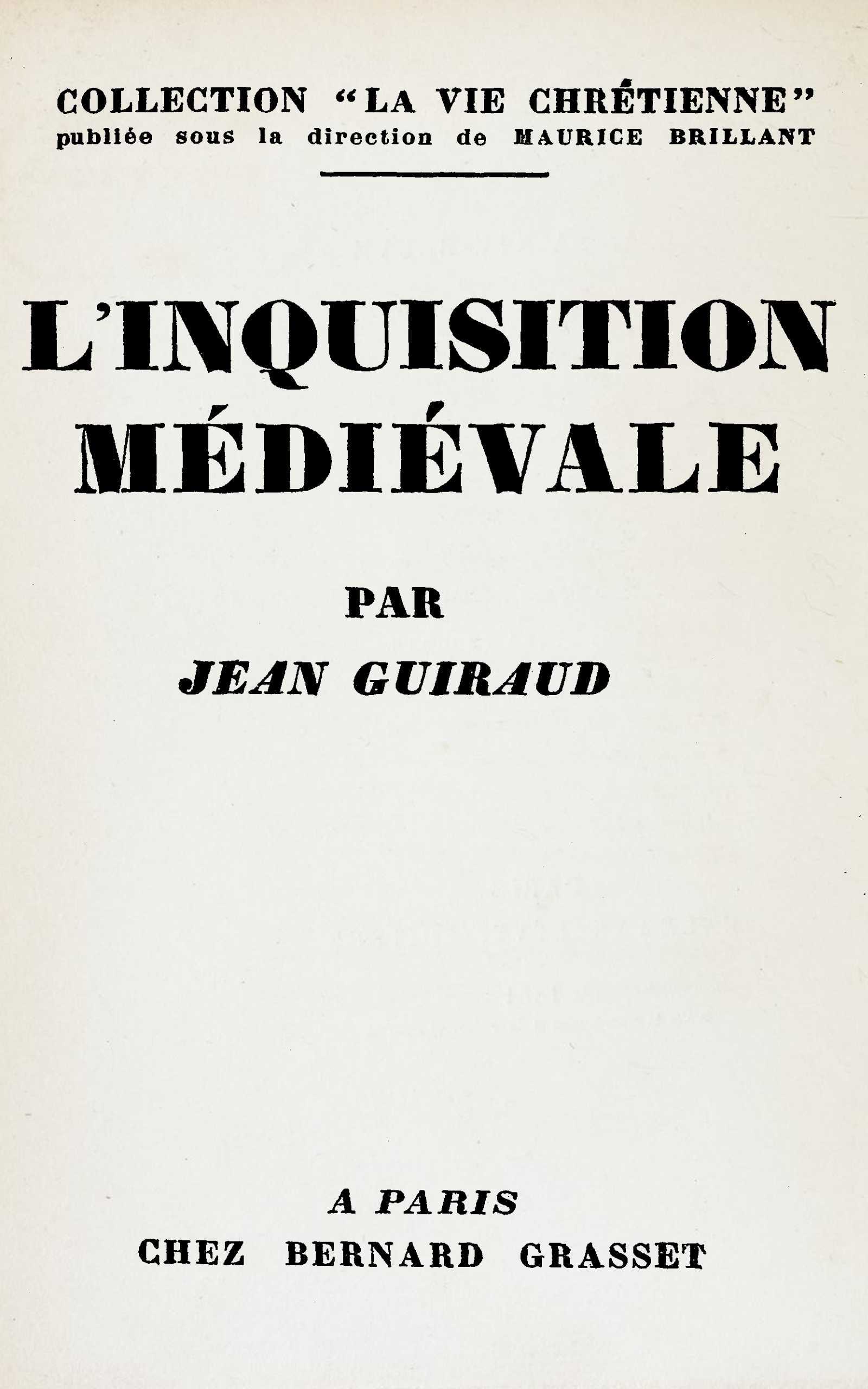 Copertina di L'Inquisition médiévale, di Jean Guiraud