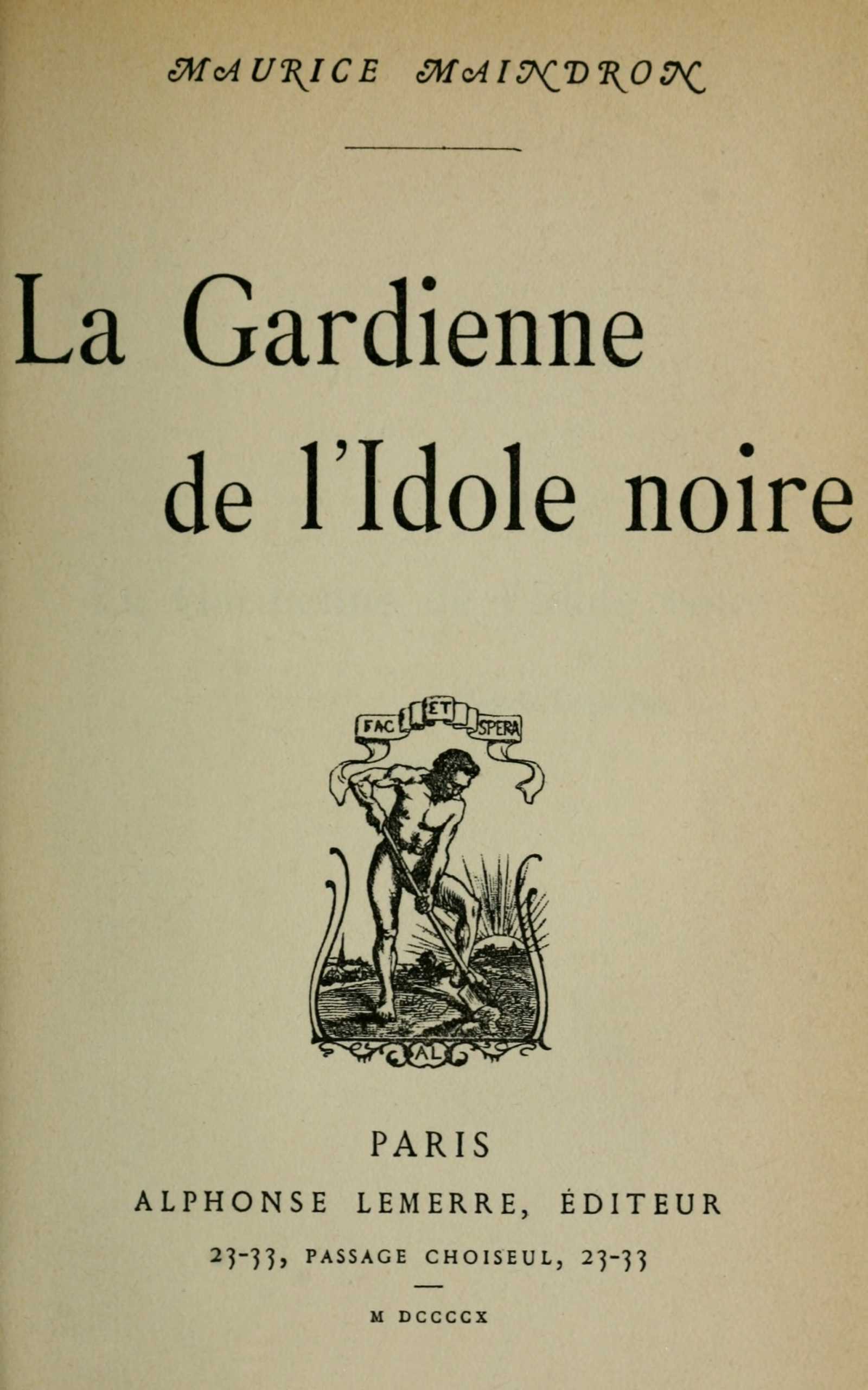Copertina di La gardienne de l'idole noire, di Maurice Maindron