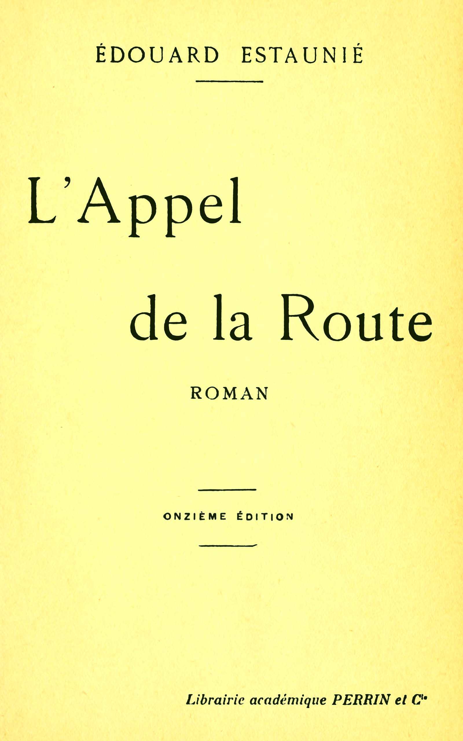 Copertina di L'appel de la route, di Édouard Estaunié