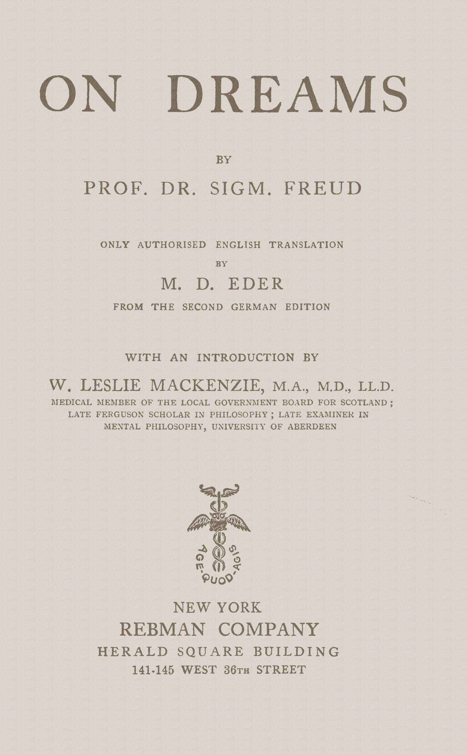 Couverture de On dreams par Sigmund Freud