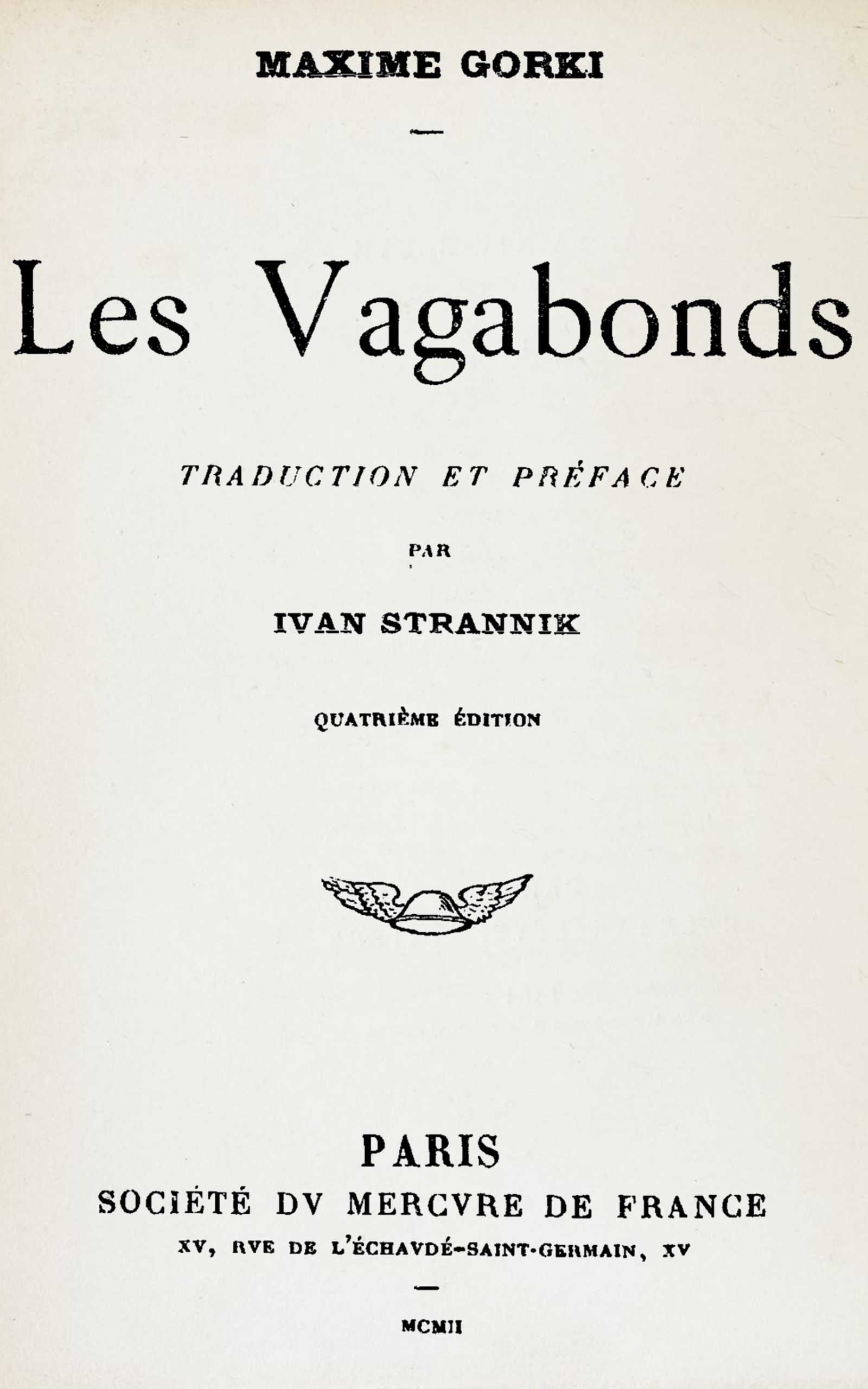 Copertina di Les Vagabonds, di Maksim Gorky