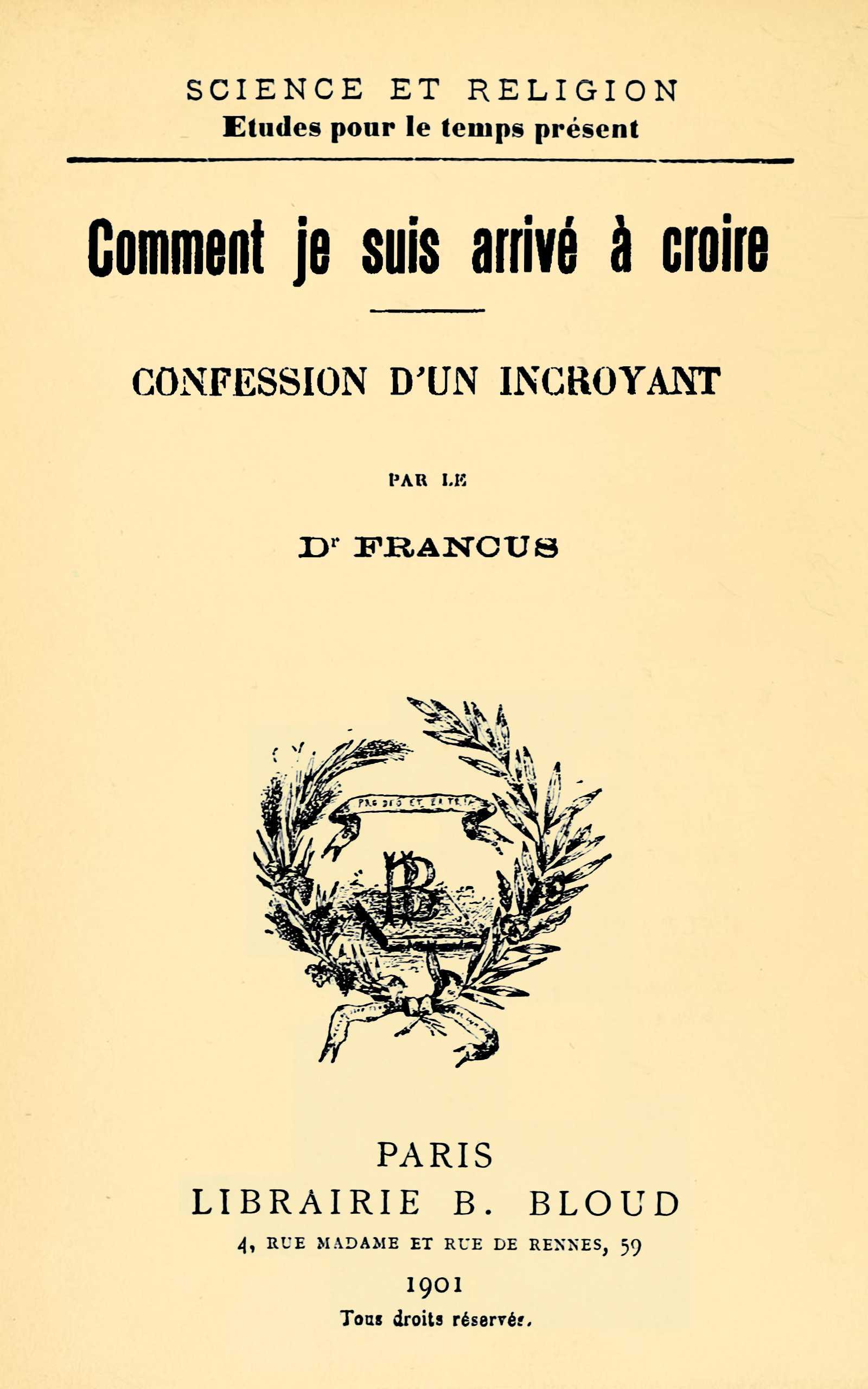 Copertina di Comment je suis arrivé à croire, di Albin Mazon