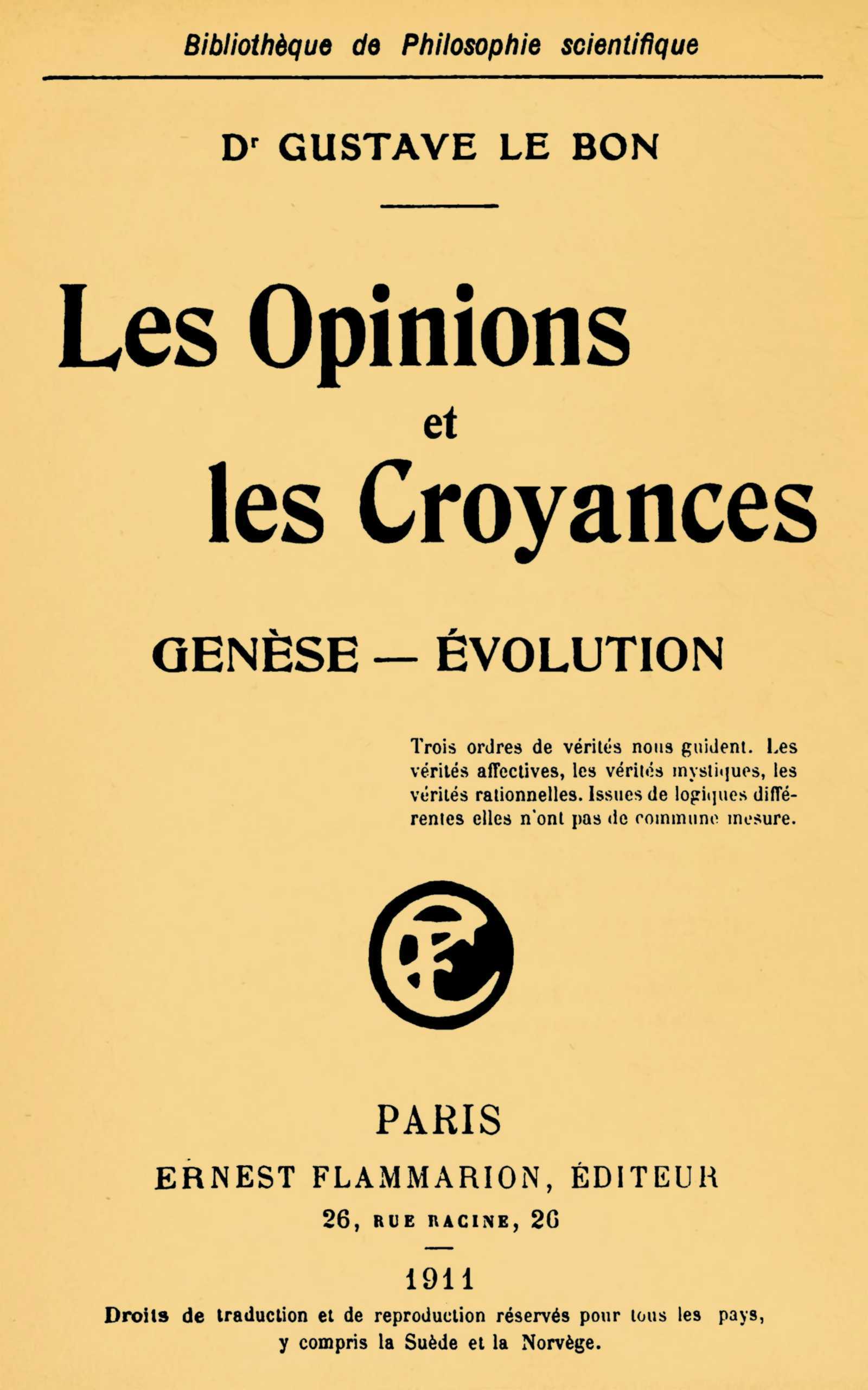 Copertina di Les opinions et les croyances, di Gustave Le Bon