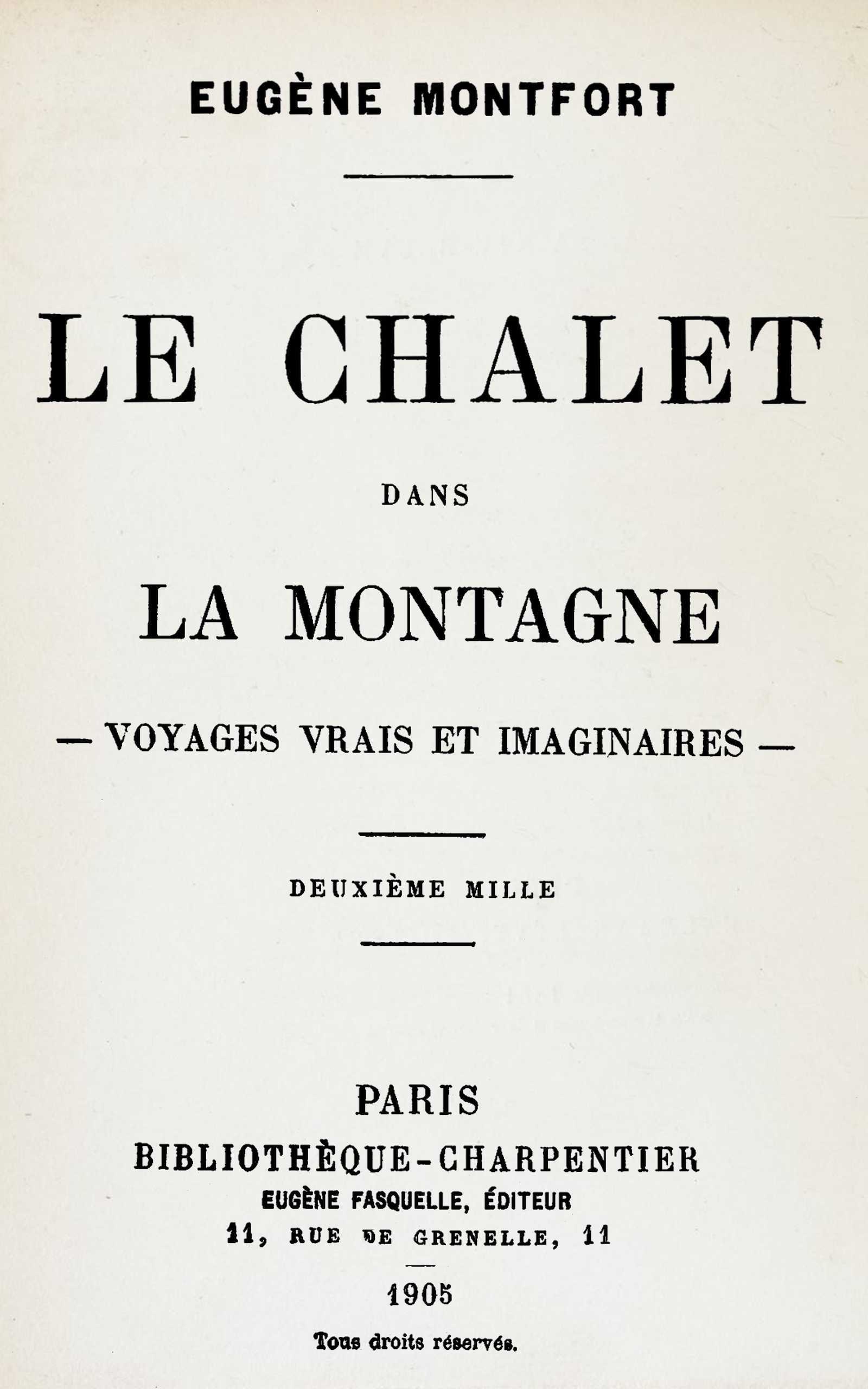 Copertina di Le chalet dans la montagne, di Eugène Montfort
