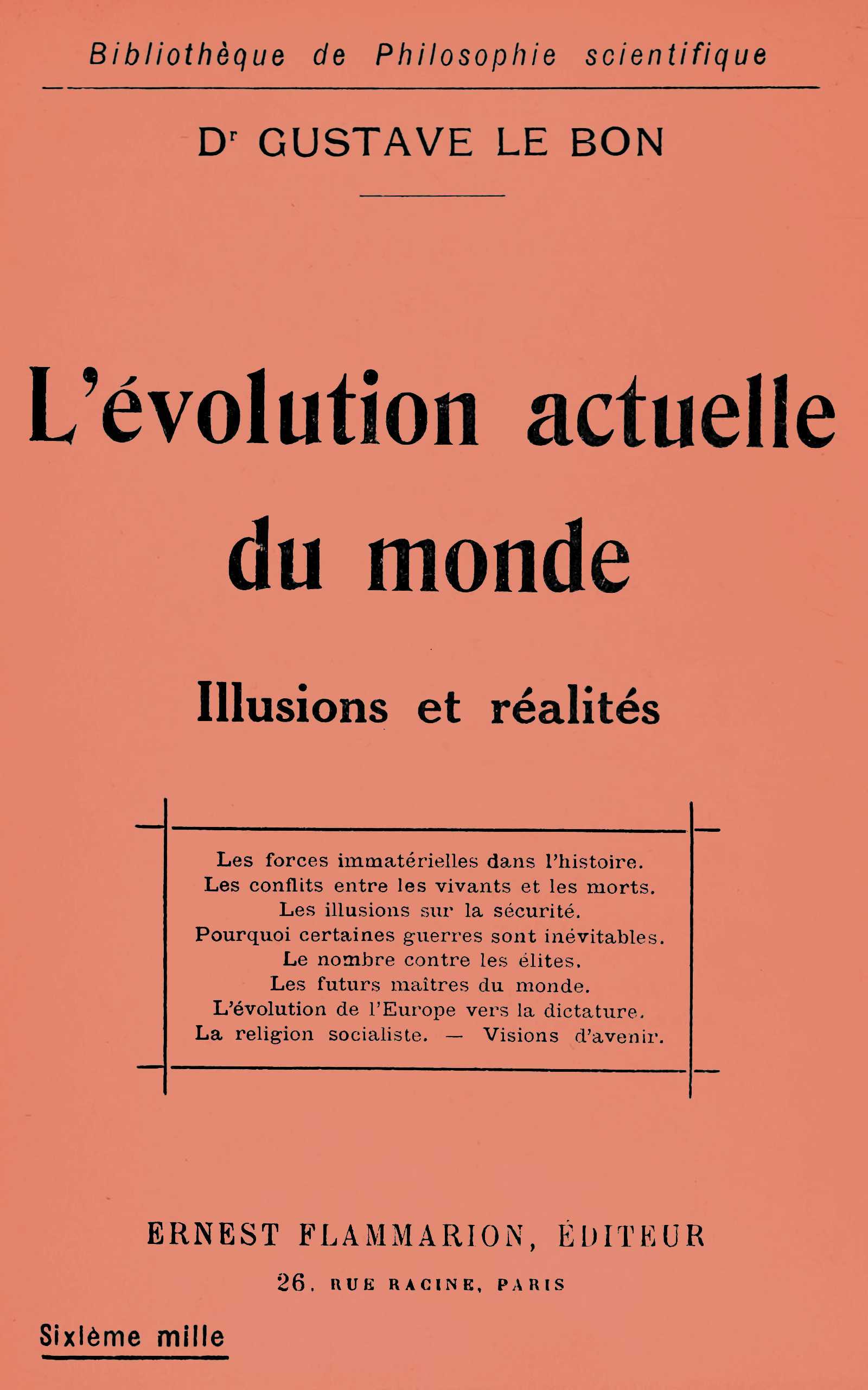 Portada de L'évolution actuelle du monde: illusions et réalités, de Gustave Le Bon