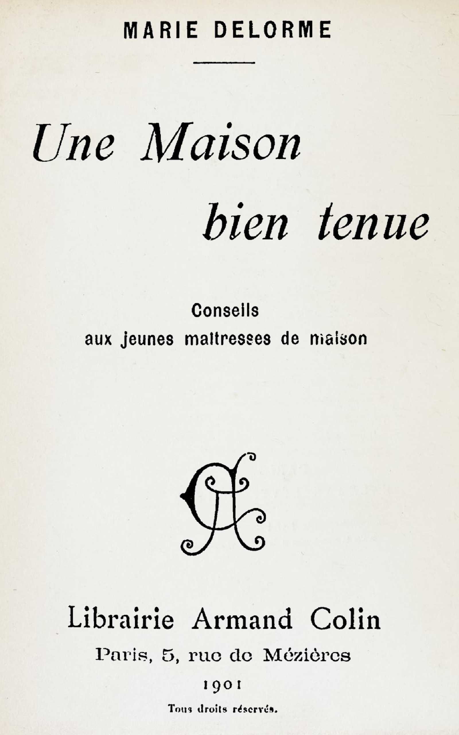Copertina di Une maison bien tenue, di Marie Delorme