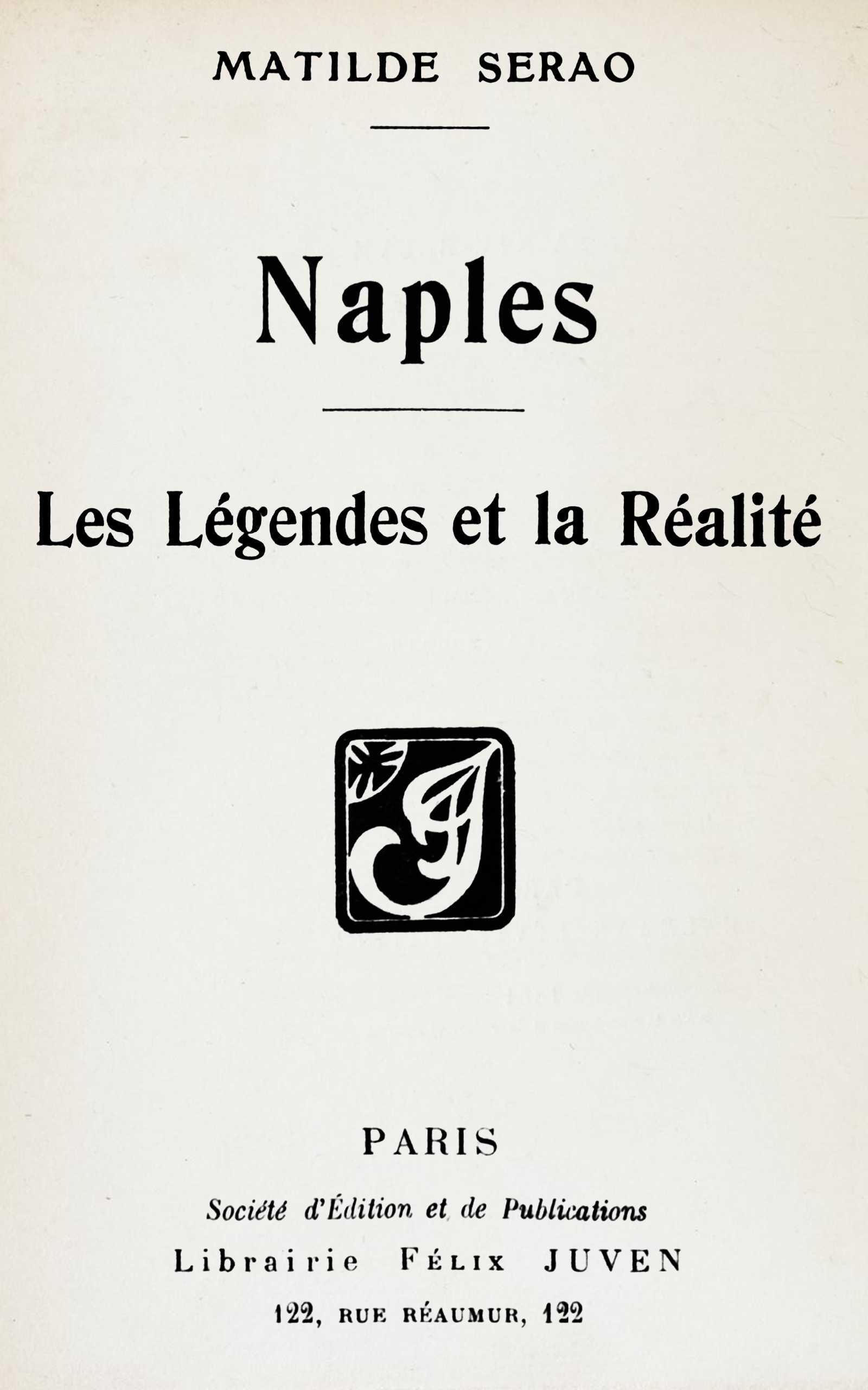 Copertina di Naples, di Matilde Serao