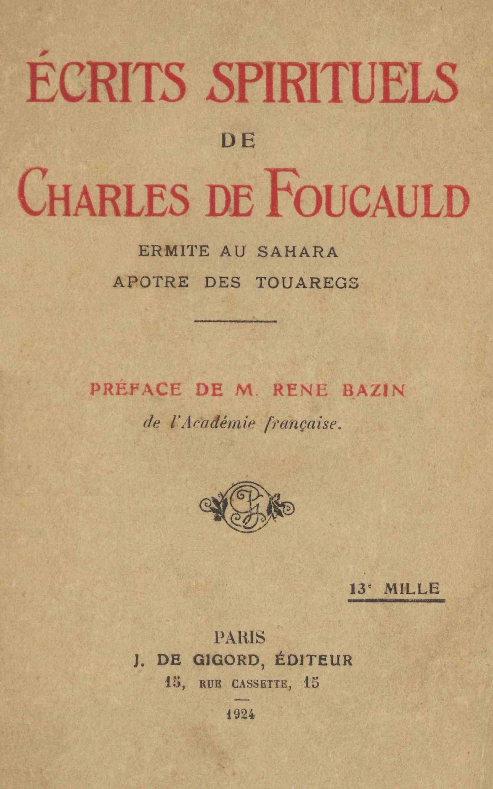 Copertina di Écrits spirituels de Charles de Foucauld, di Charles de Foucauld