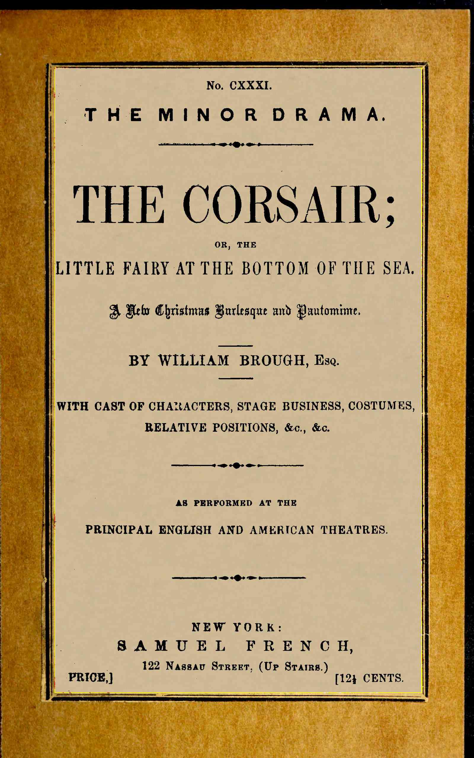 《The corsair; or, the little fairy at the bottom of the sea》封面,William Brough 著