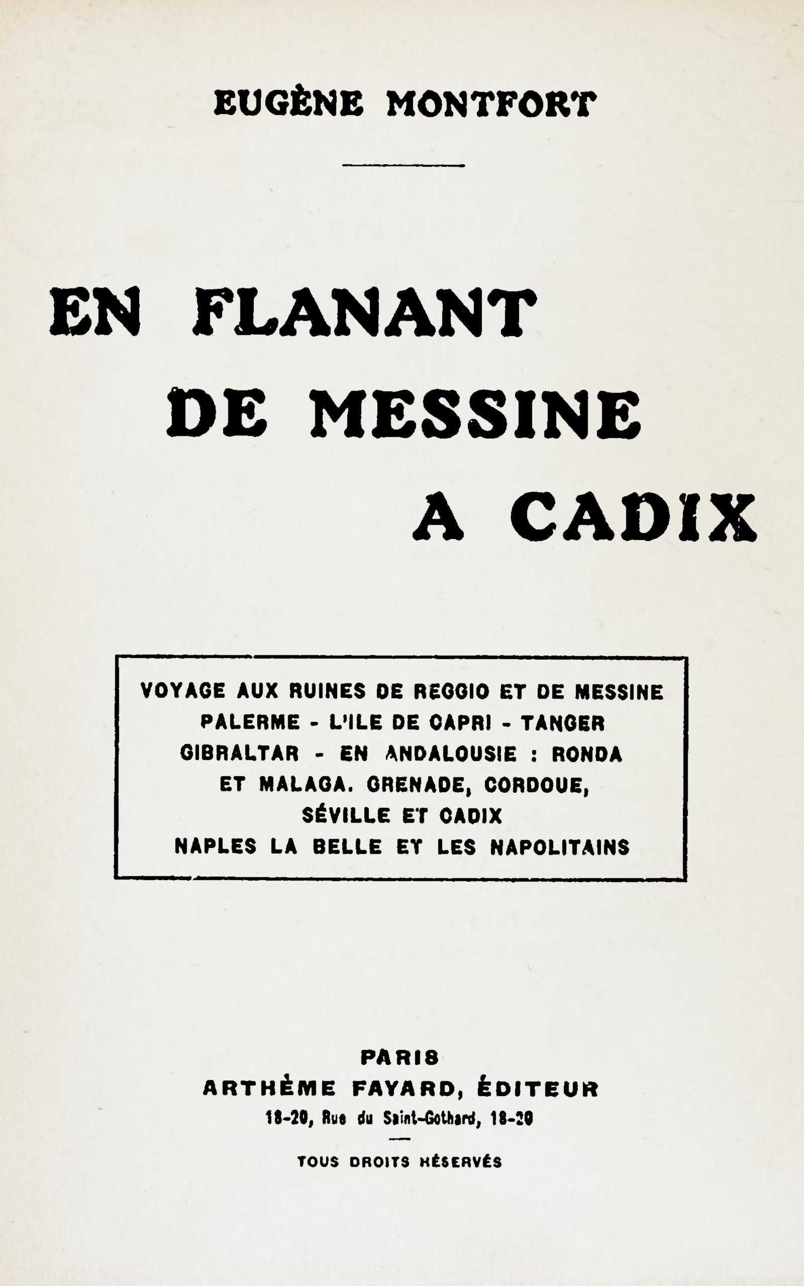 Copertina di En flânant de Messine à Cadix, di Eugène Montfort