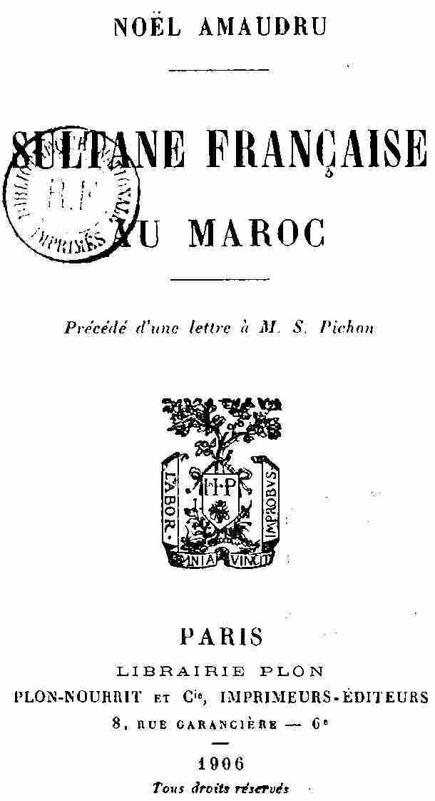 Copertina di Sultane française au Maroc, di Noël Amaudru