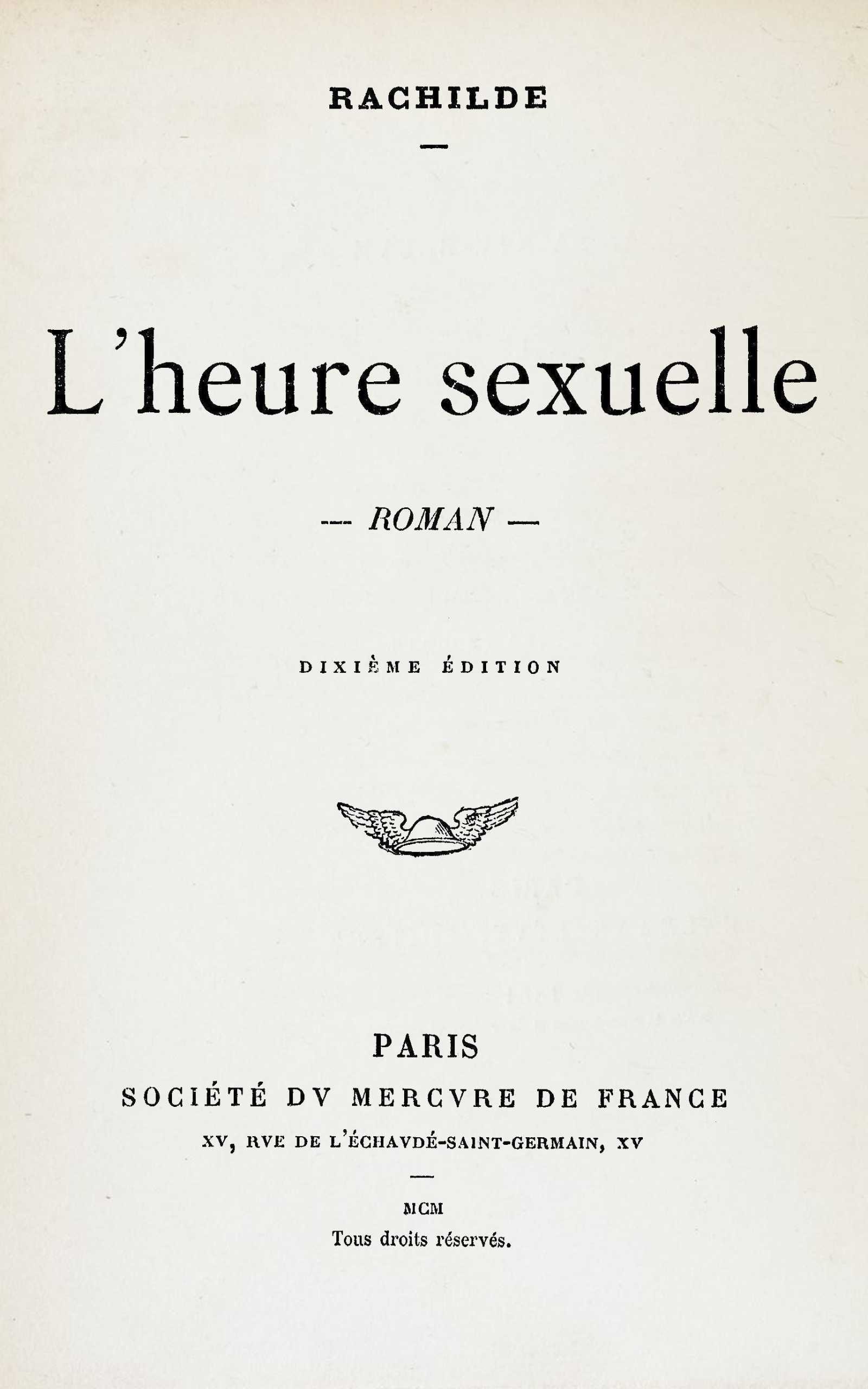 Copertina di L'heure sexuelle, di Rachilde