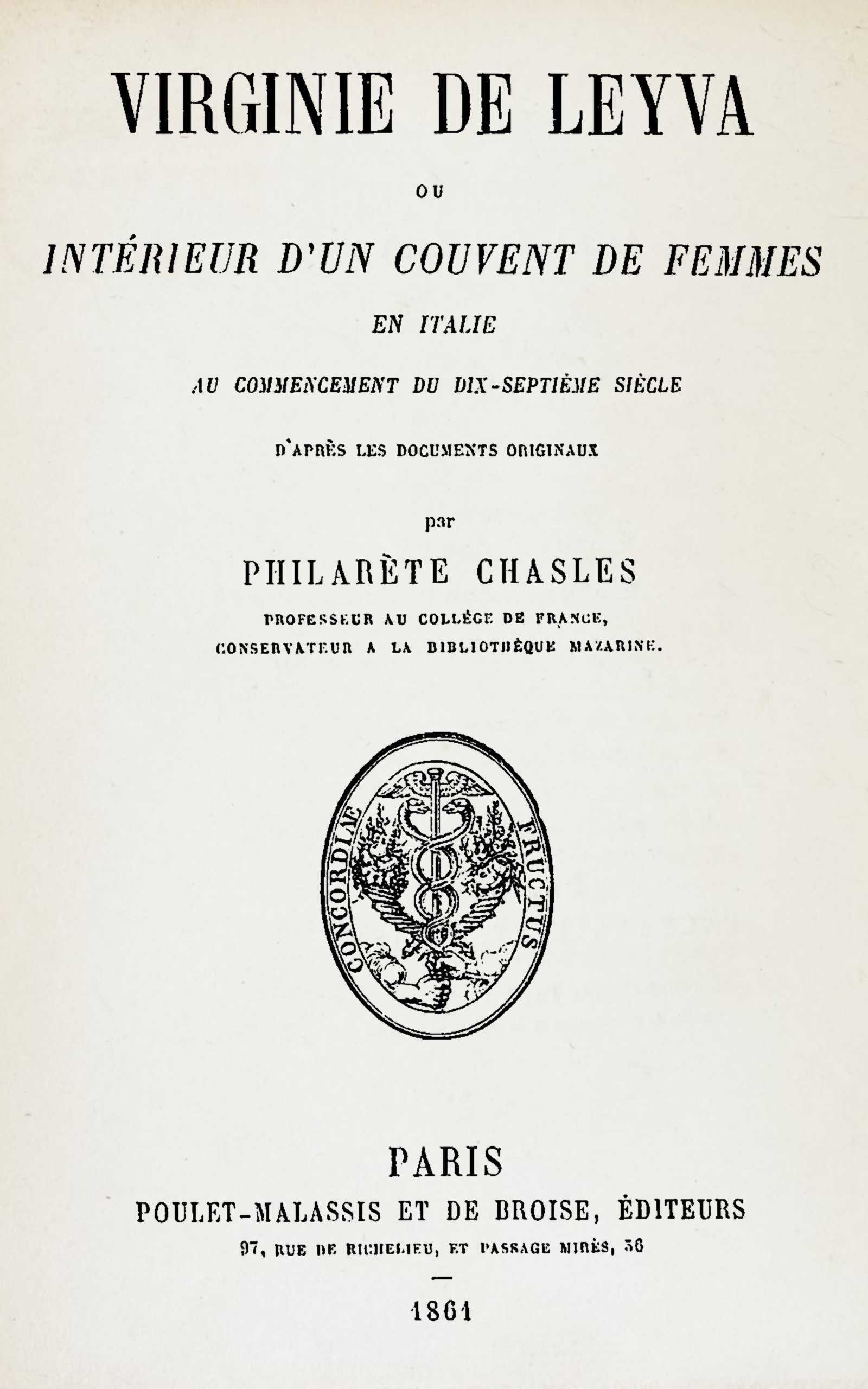 Copertina di Virginie de Leyva, di Philarète Chasles