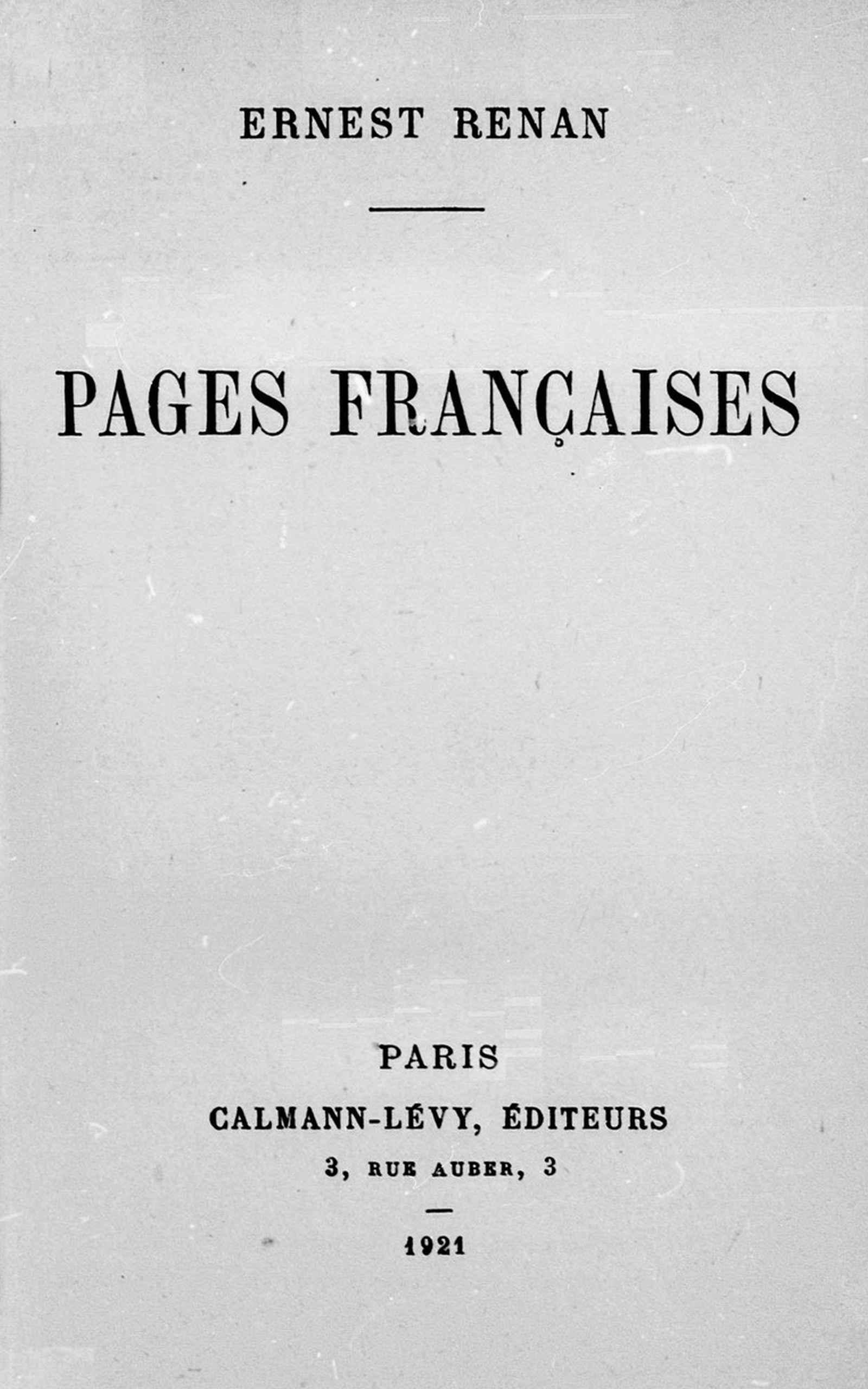 Copertina di Pages françaises, di Ernest Renan